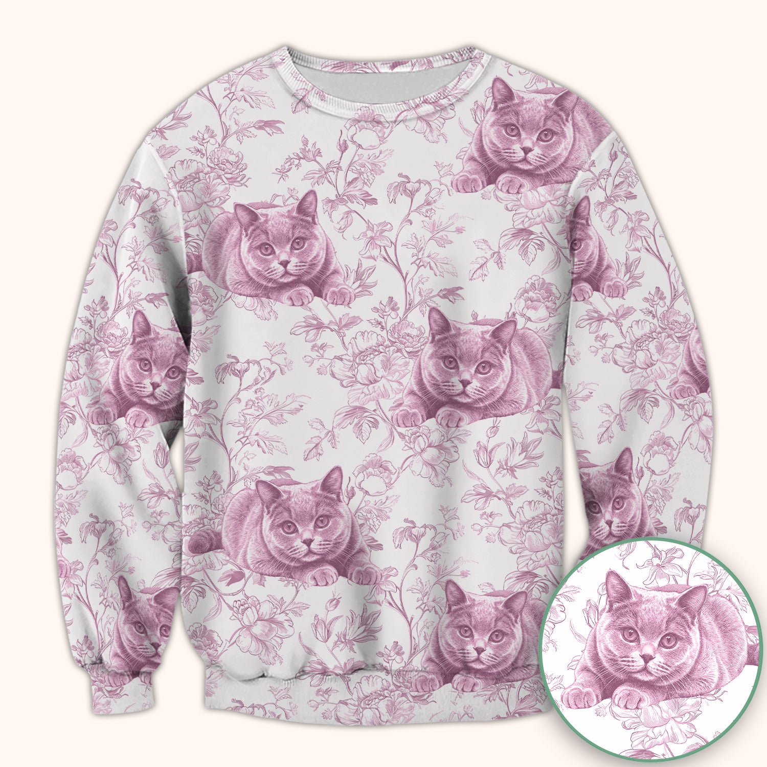 Custom Dog Cat Style Chinoiserie Pattern Scrubs Top, Comfortable Scrubs for Nurses