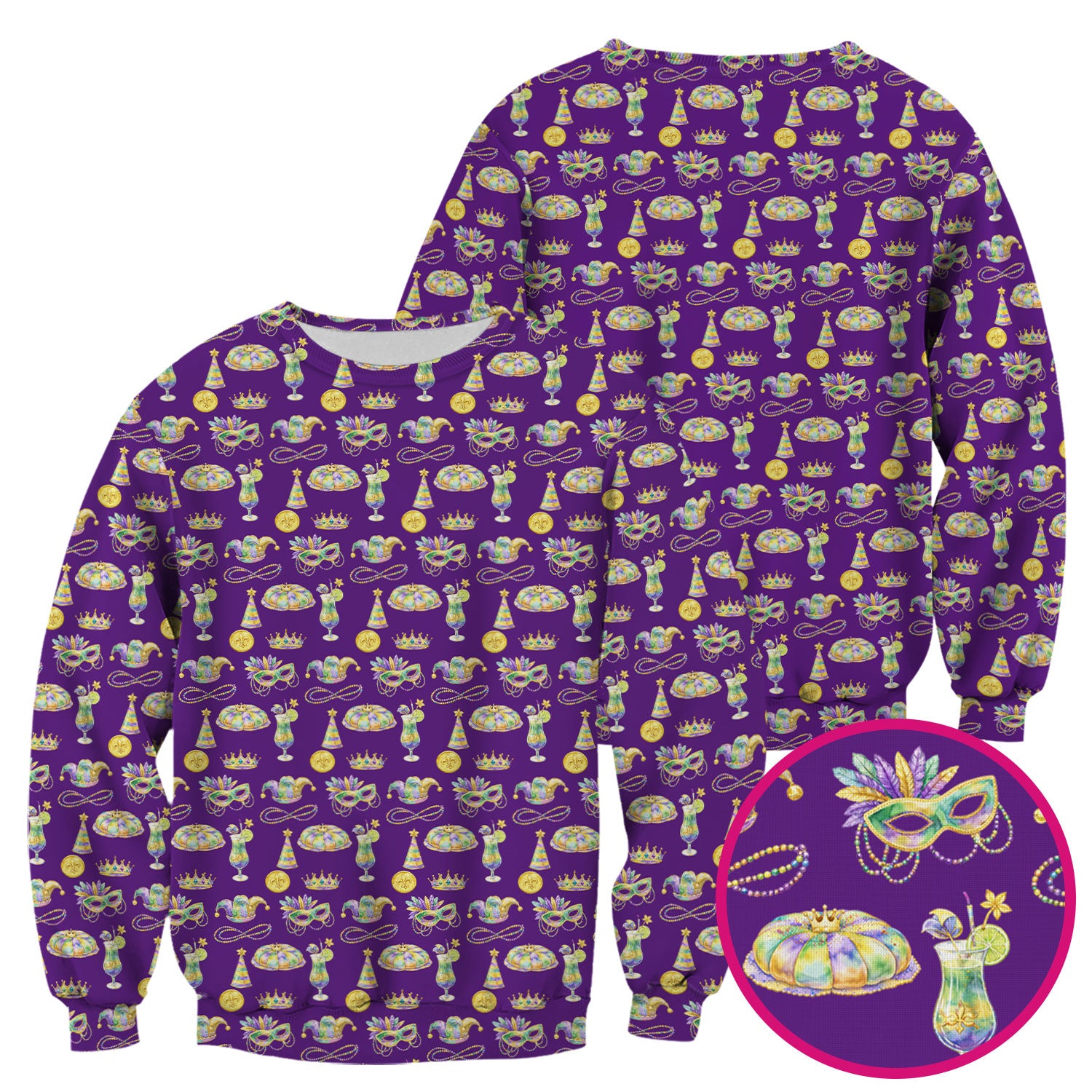 Mardi Gras Mask Scrub Top, Elegant Carnival Pattern Nurse Shirt For Women, Breathable Fabrics Nursing Uniform