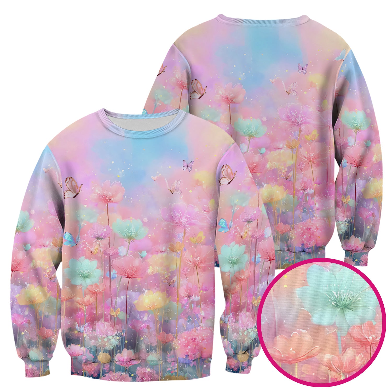 Dreamy Pastel Watercolor Floral Garden Scrub Top, Breathable Fabrics Nursing Uniform