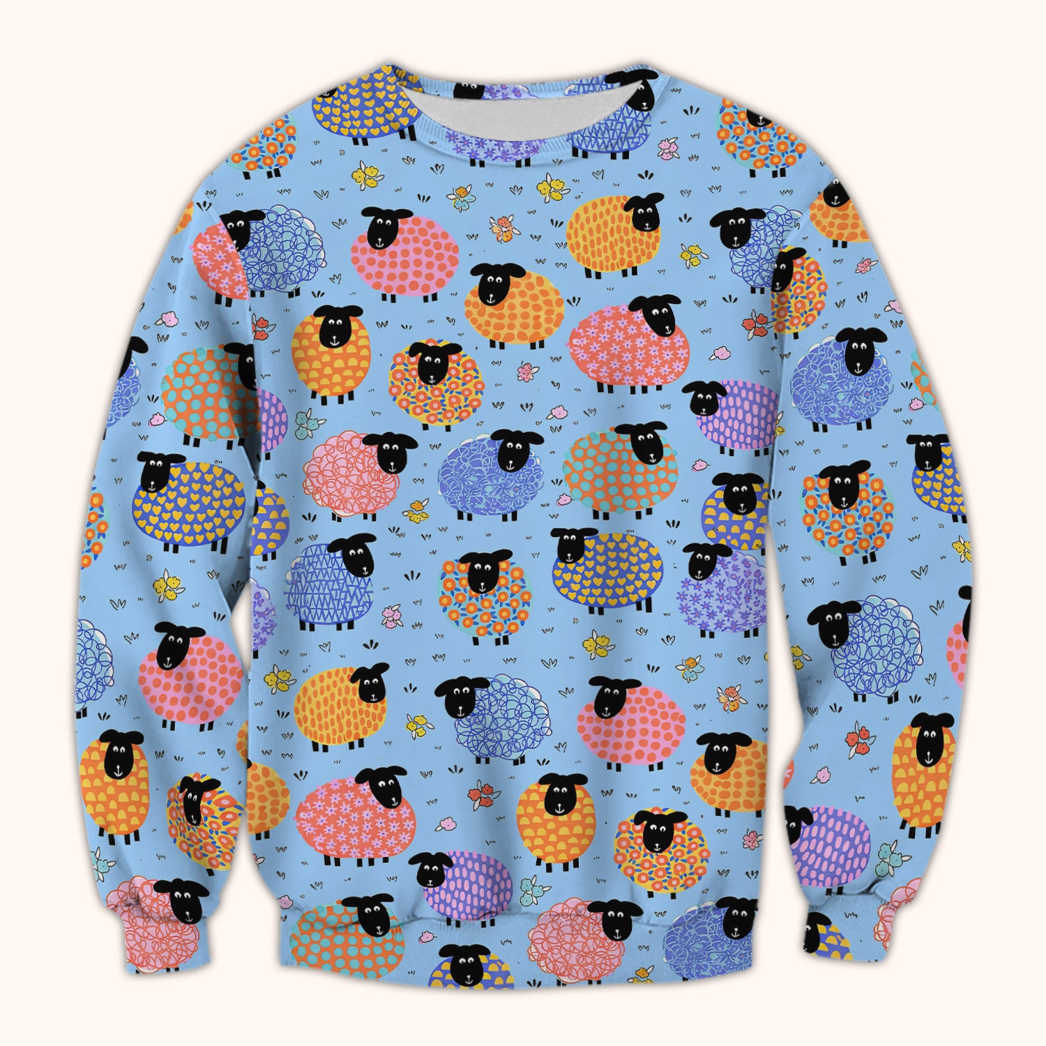 Funny Colorful Sheep Pattern Scrub Top, Comfortable Scrubs for Nurses
