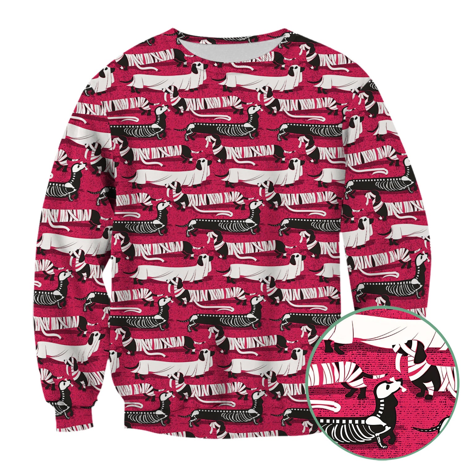 Dachshund Halloween Scrub Shirt - Multi Color Dog Print Scrub Top - Funny Skeleton Nurse Scrubs Gift for Women Men, CNA, RN