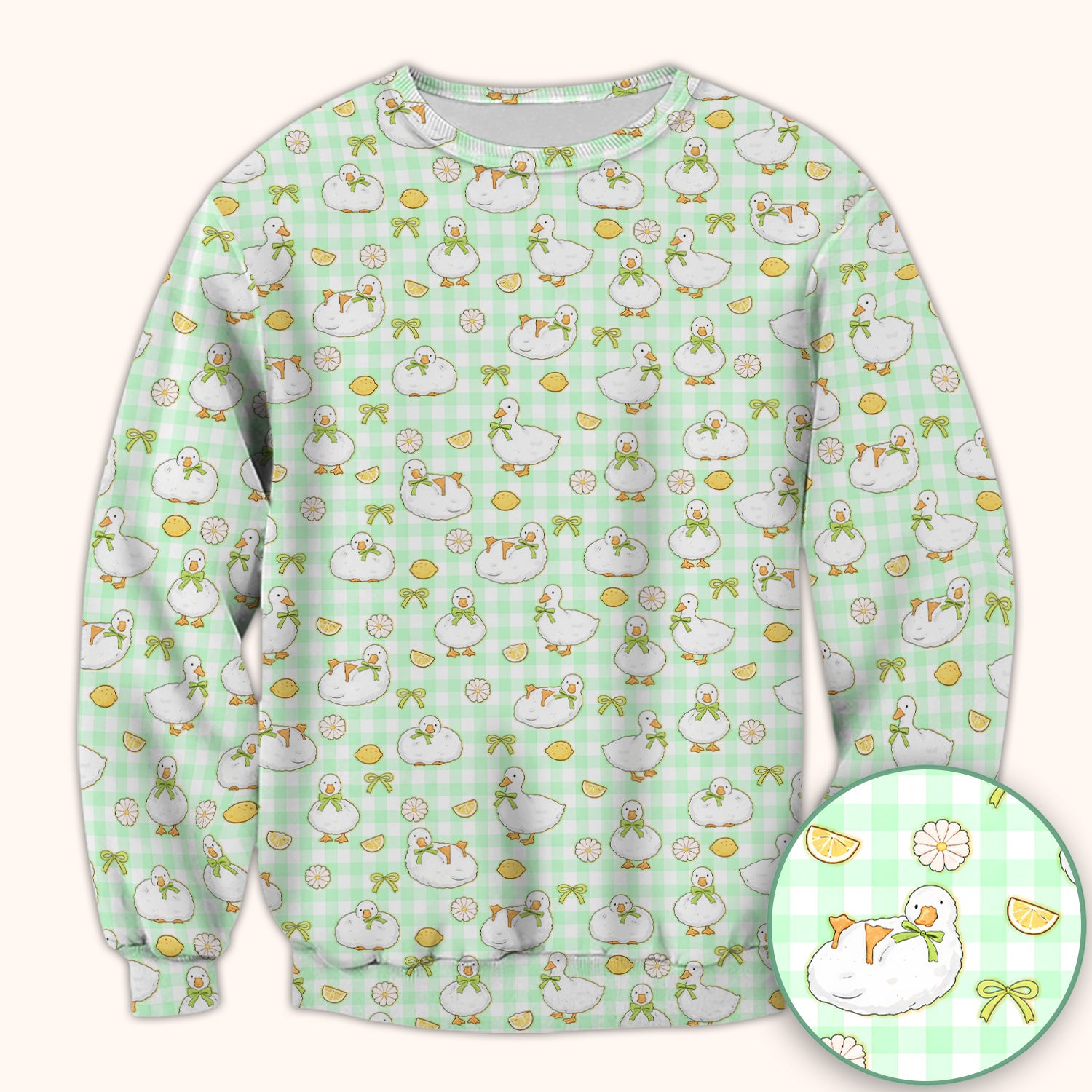 Adorable Ducks Lemon Daisy Pattern Scrubs Top, Comfortable Scrubs for Nurses
