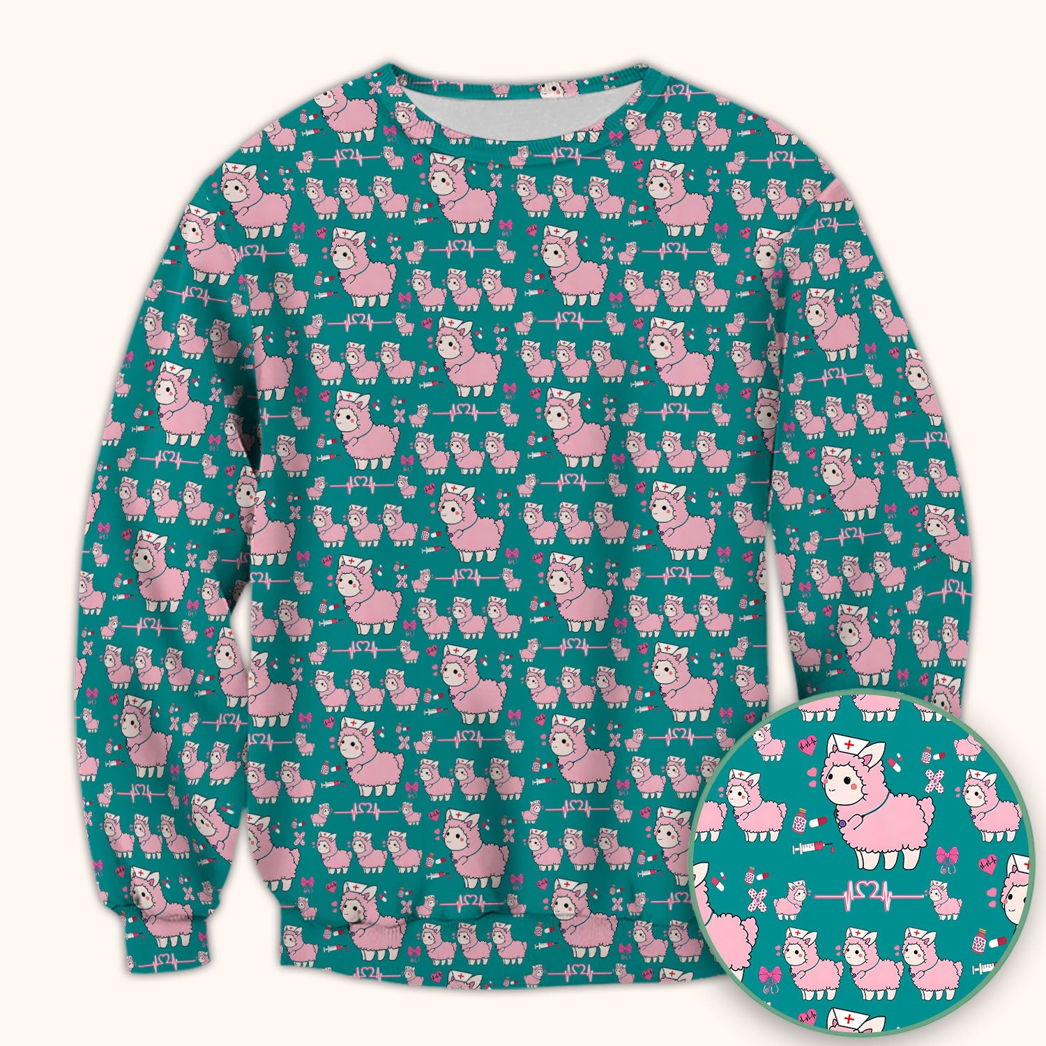 Llama Ain't Got Time For Your Drama Scrub Top, Funny Pattern Scrub Shirt, Breathable Fabrics Nursing Uniform