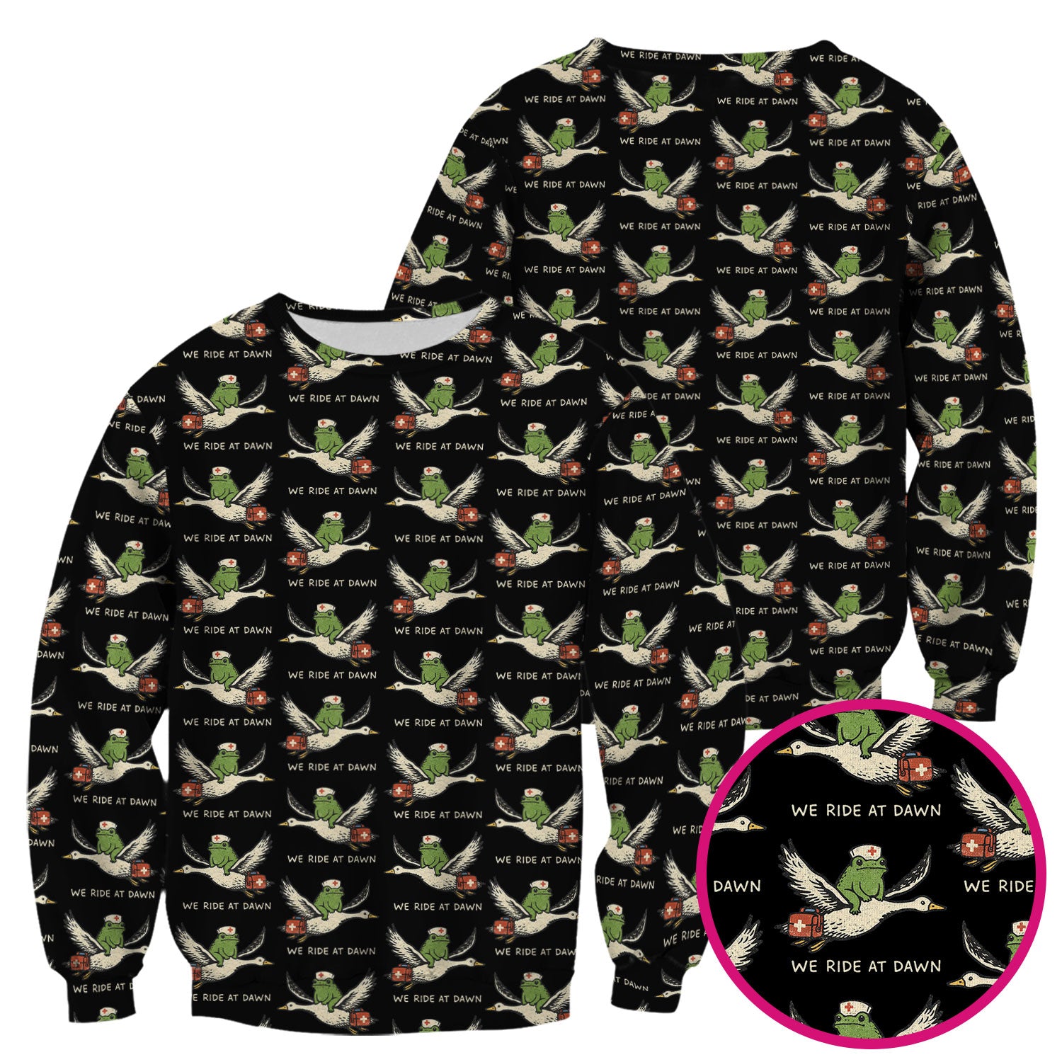 Funny Frog Riding Goose Nurse Pattern Scrub Top, Comfortable Scrubs for Nurses