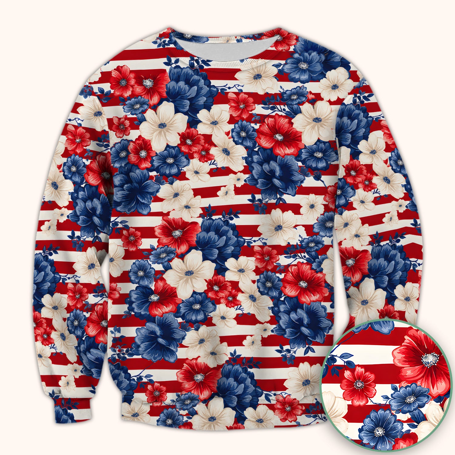 Patriotic Floral Nurse for RN & CNA, American Flag Healthcare Workers Medical Uniform Scrub Top, Comfortable Scrubs for Nurses