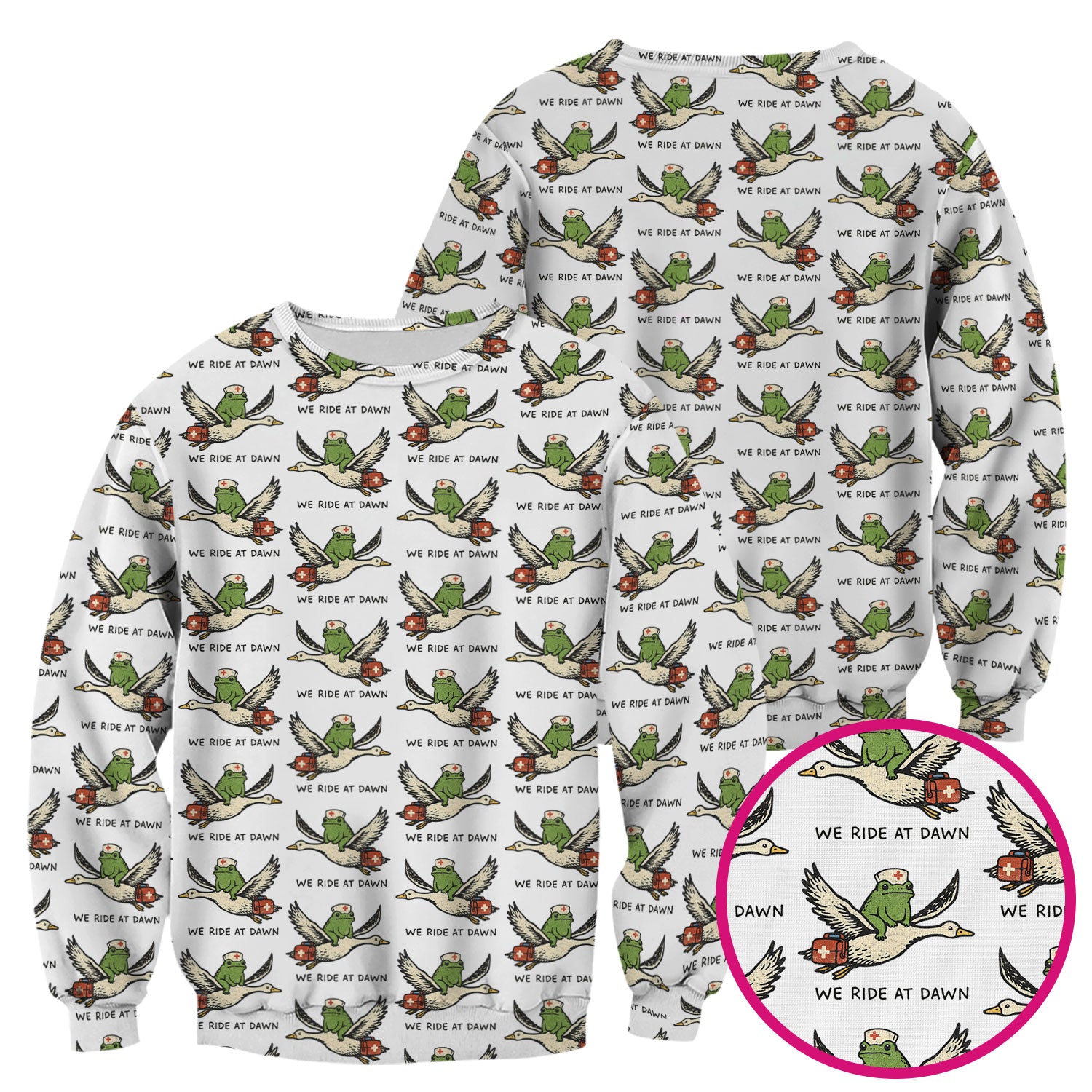 Funny Frog Riding Goose Nurse Pattern Scrub Top, Comfortable Scrubs for Nurses