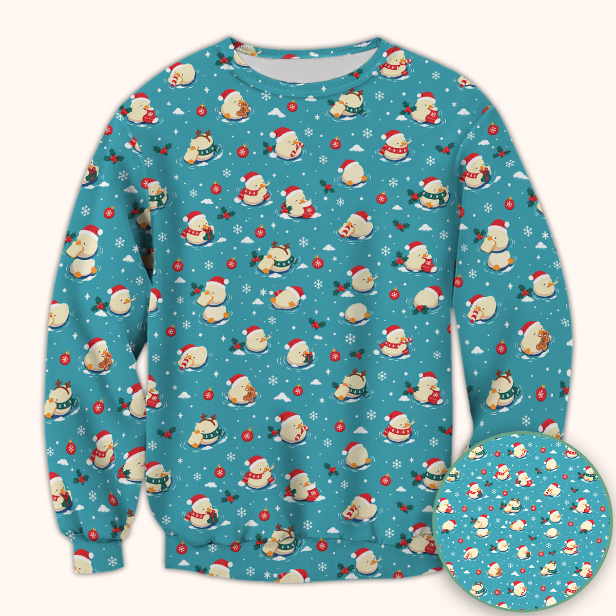 Christmas Ducks In Santa Hats Scrub Top, Comfortable Scrubs for Nurses