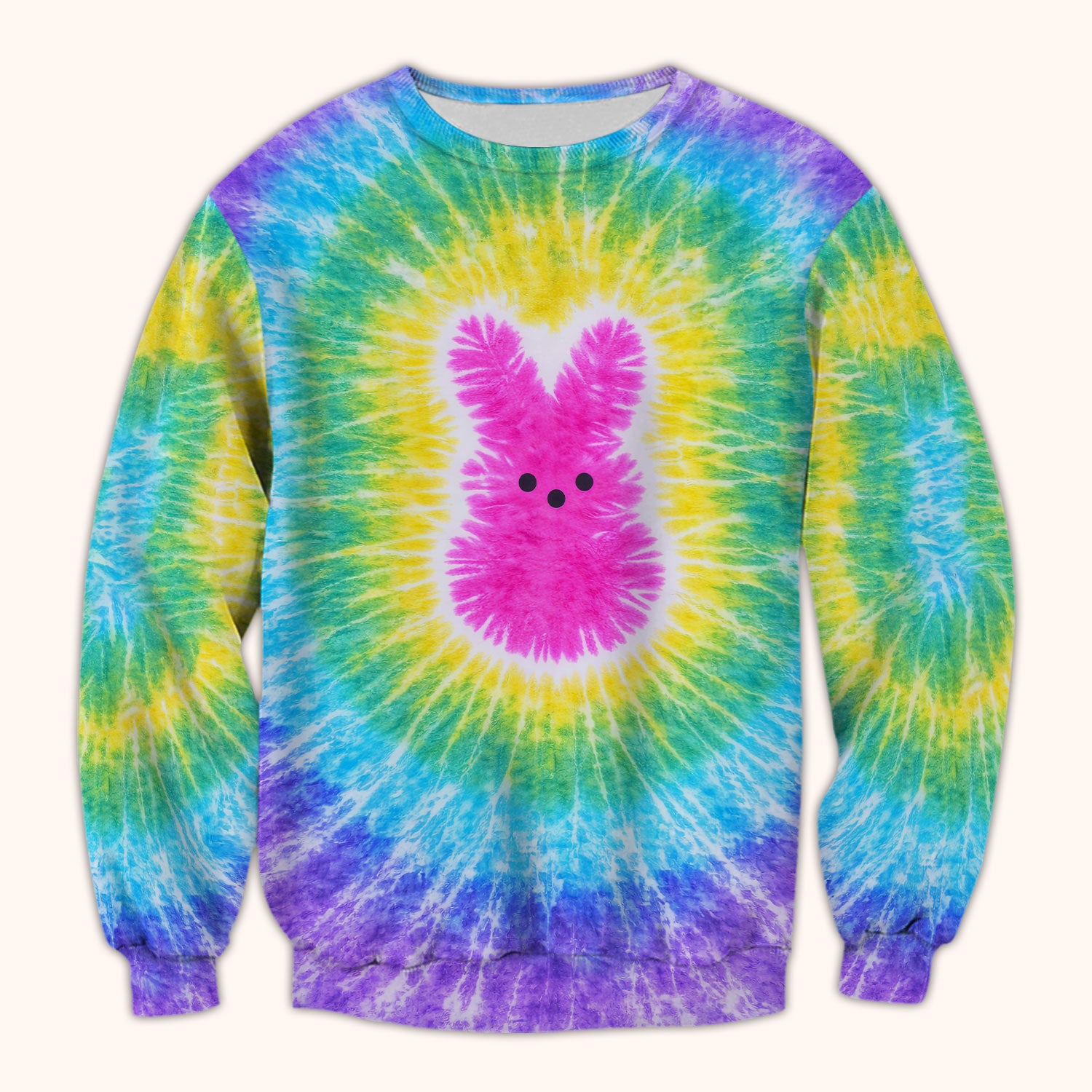 Easter Peep Tie Dye Scrub Top, Easter Bunny Nurse Shirt For Women, Breathable Fabrics Nursing Uniform