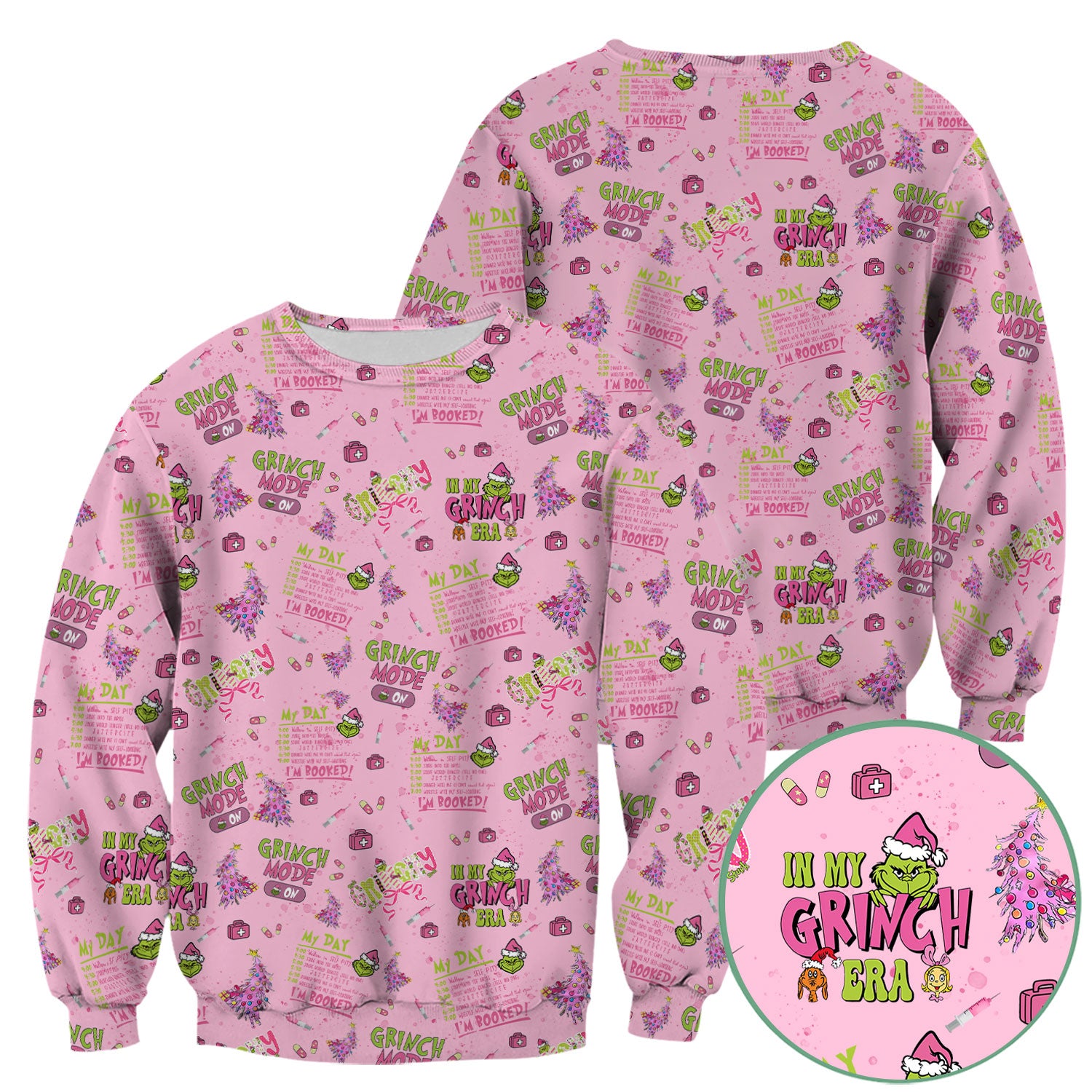 I’m Booked Funny Christmas Scrub for Women - Grinch Mode On Holiday Nurse Uniform Shirt - Grinchmas Gift for RN CNA LPN