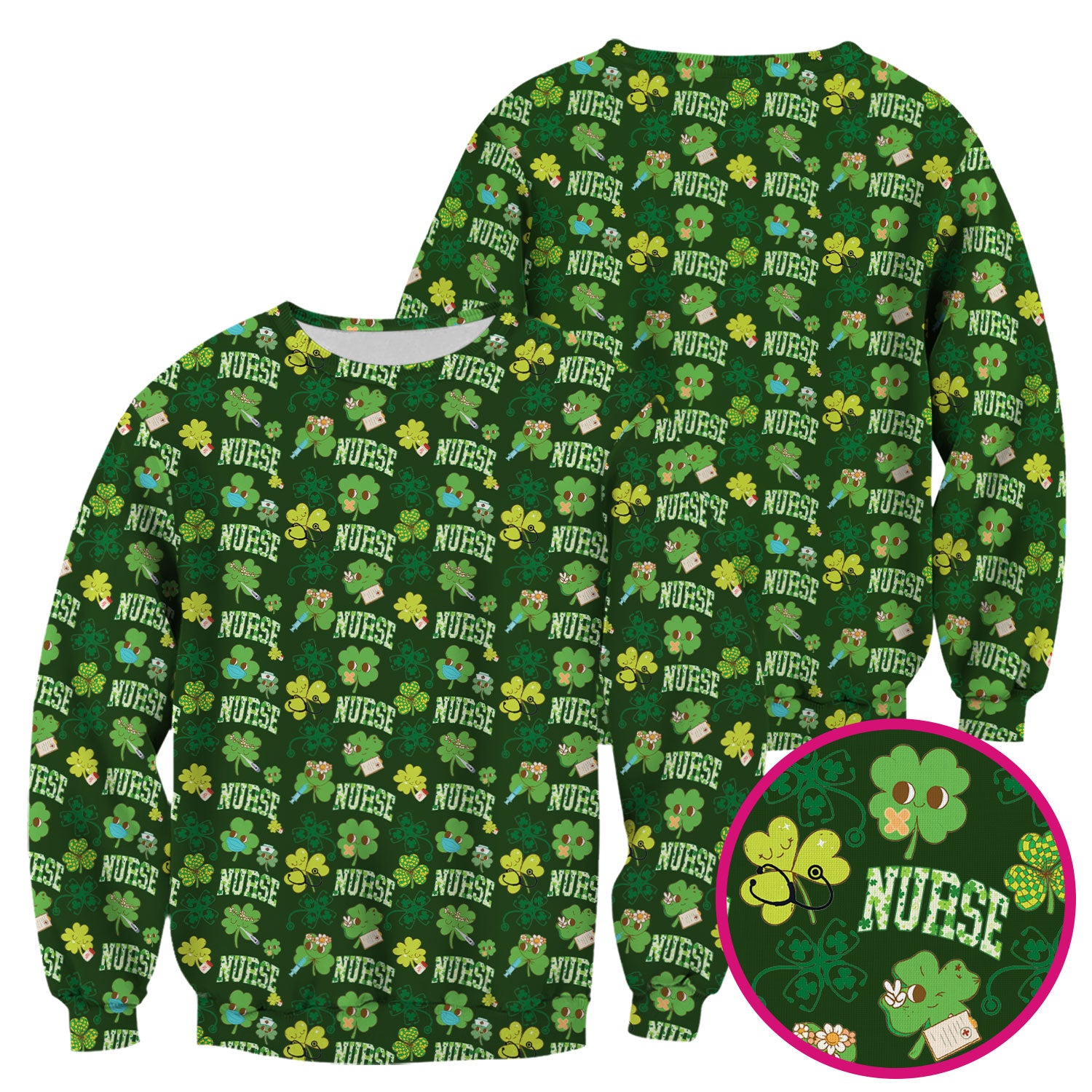 Lucky Shamrock Nurse Scrub Top, St. Patrick’s Day Nursing Shirt, Breathable Fabrics Nursing Uniform