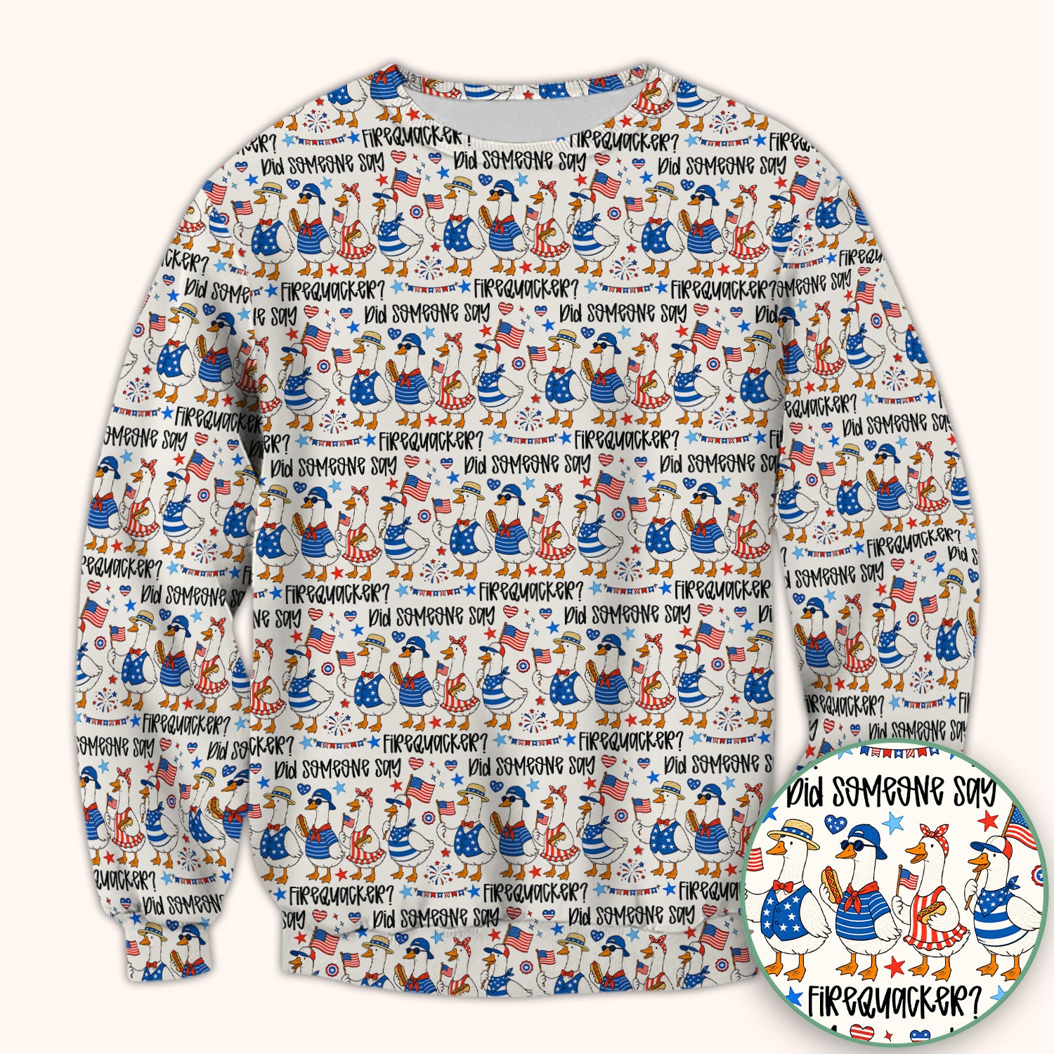 Funny Patriotic Goose Pattern Scrub Top, Comfortable Scrubs for Nurses