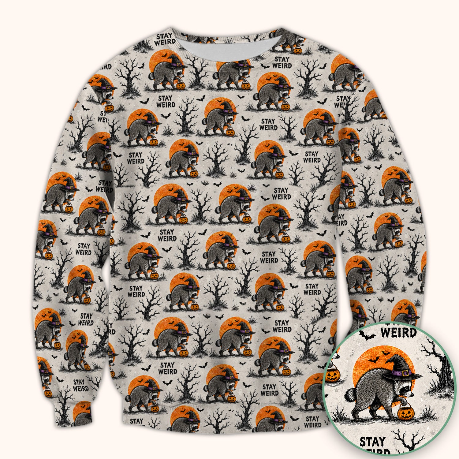 Funny Stay Weird Halloween Raccoon Scrub Top, Comfortable Scrubs for Nurses