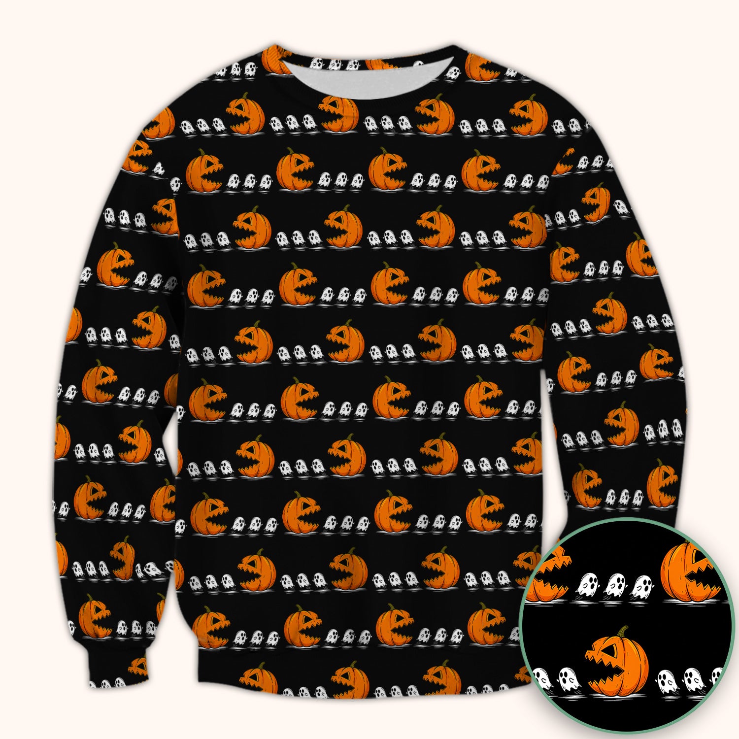 Spooky Halloween Pumpkin Ghost Scrub Top, Comfortable Scrubs for Nurses