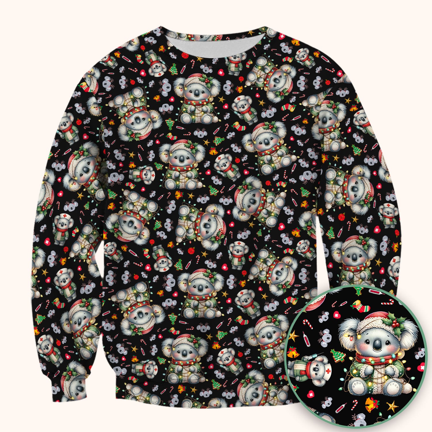 Christmas Koala Scrub Top - Cute Aussie Holiday Nurse Shirt for Women - Funny Animal Medical Uniform