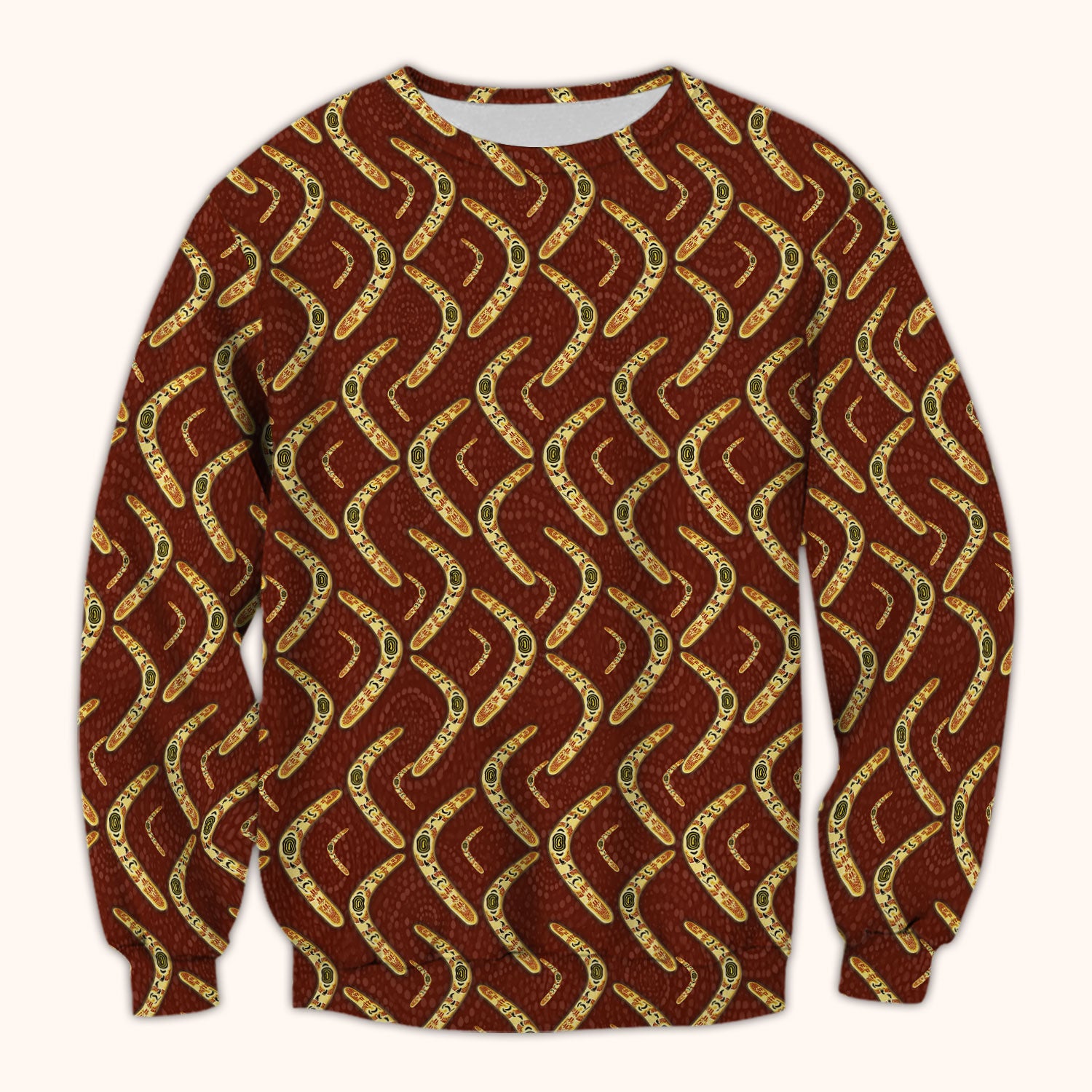 Aboriginal Boomerang Pattern Nurse Scrub Top, Breathable Fabrics Nursing Uniform