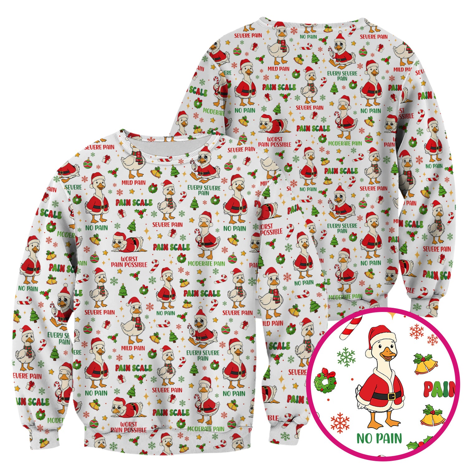 Christmas Nurse Scrub Top - Funny Goose Pain Scale - Cute Holiday Medical Uniform for Women
