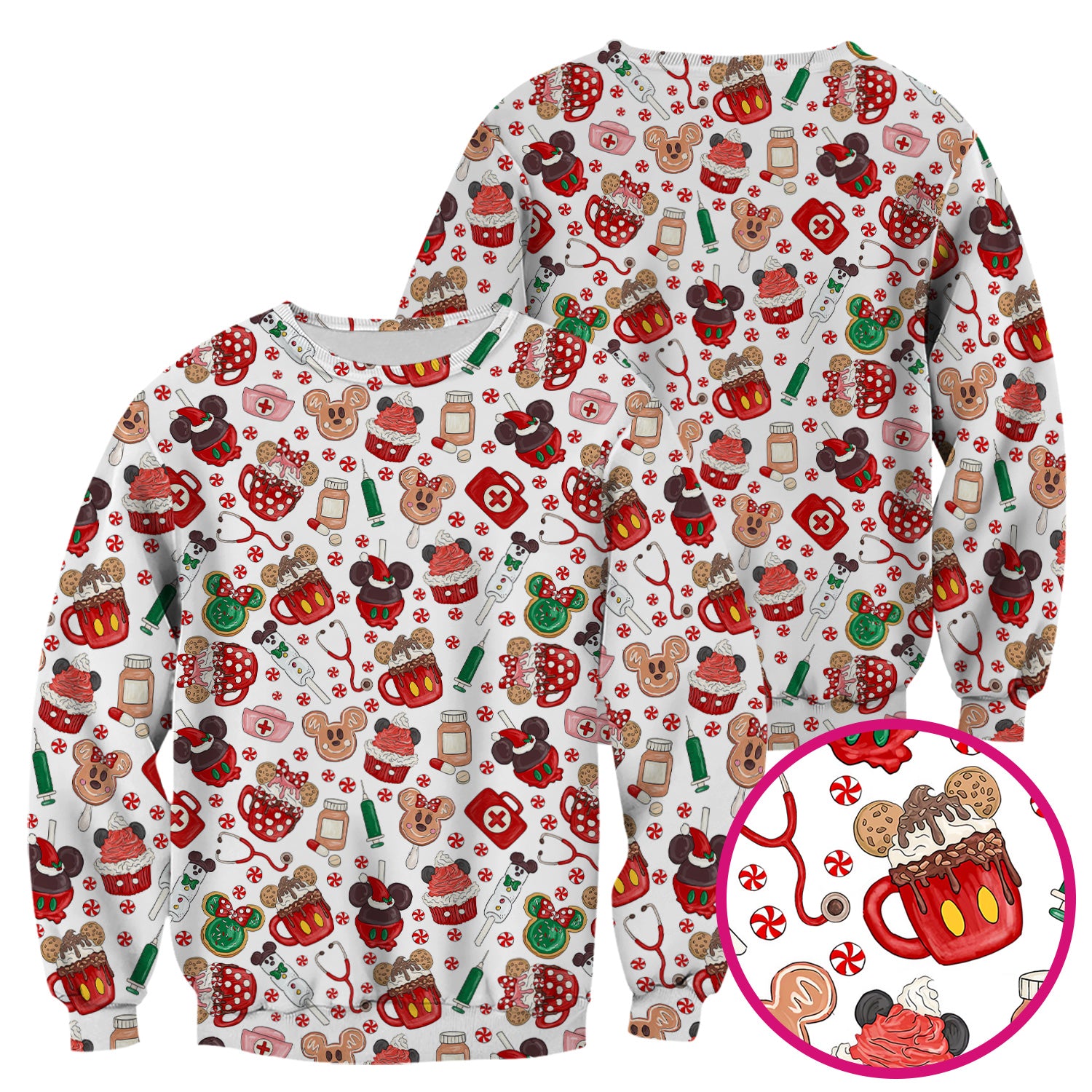 Funny Gingerbread Christmas Scrub Top - Cute Candy Cupcake Nurse Shirt - Holiday Medical Uniform RN CNA LPN