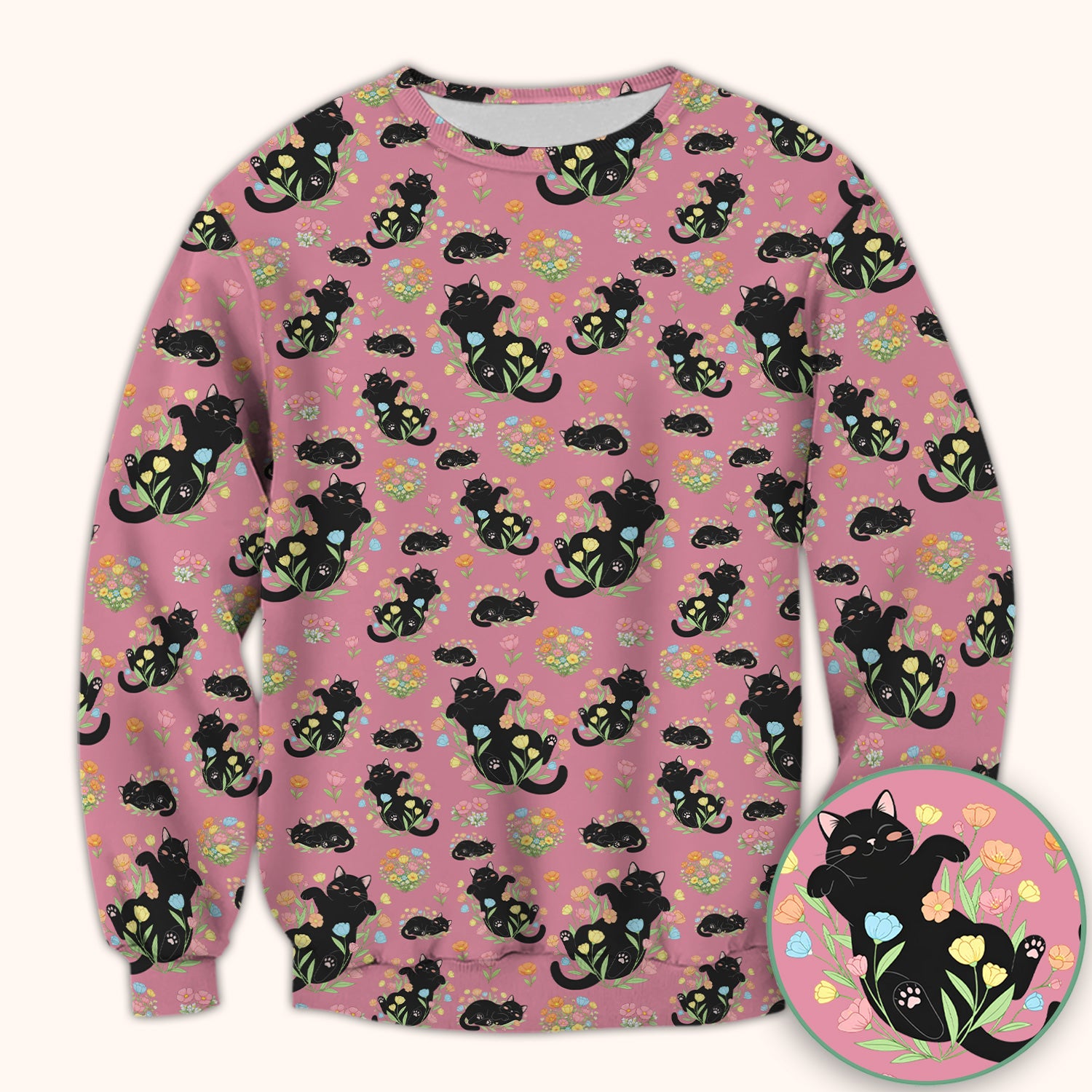 Cats With Cute Poses Floral Pattern Scrubs Top, Comfortable Scrubs for Nurses