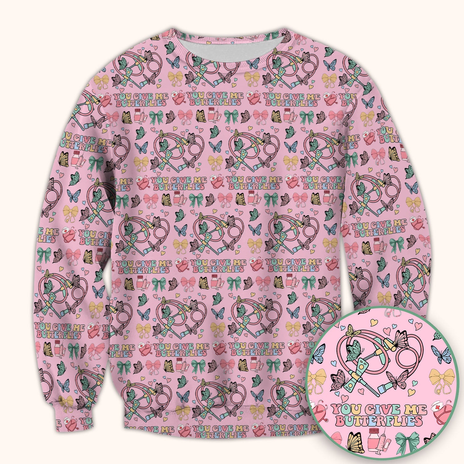 Butterfly Heart Valentine Medical Pattern Scrub Top, Comfortable Scrubs for Nurses