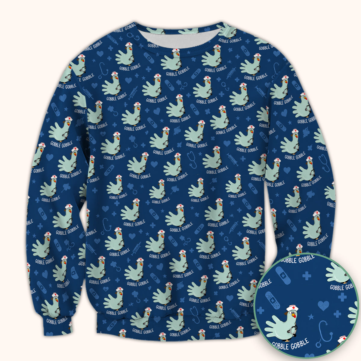 Funny Gobble Gobble Nurse Turkey Scrub Top, Comfortable Scrubs for Nurses