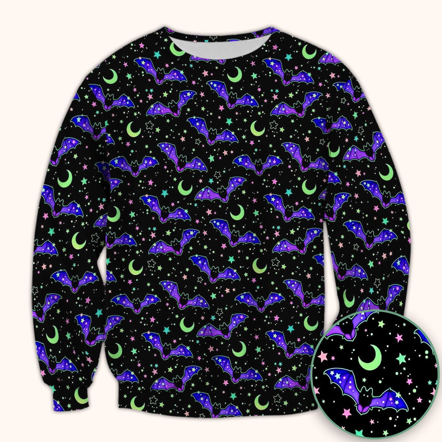 Spooky Halloween Celestial Bat Scrub Top, Comfortable Scrubs for Nurses