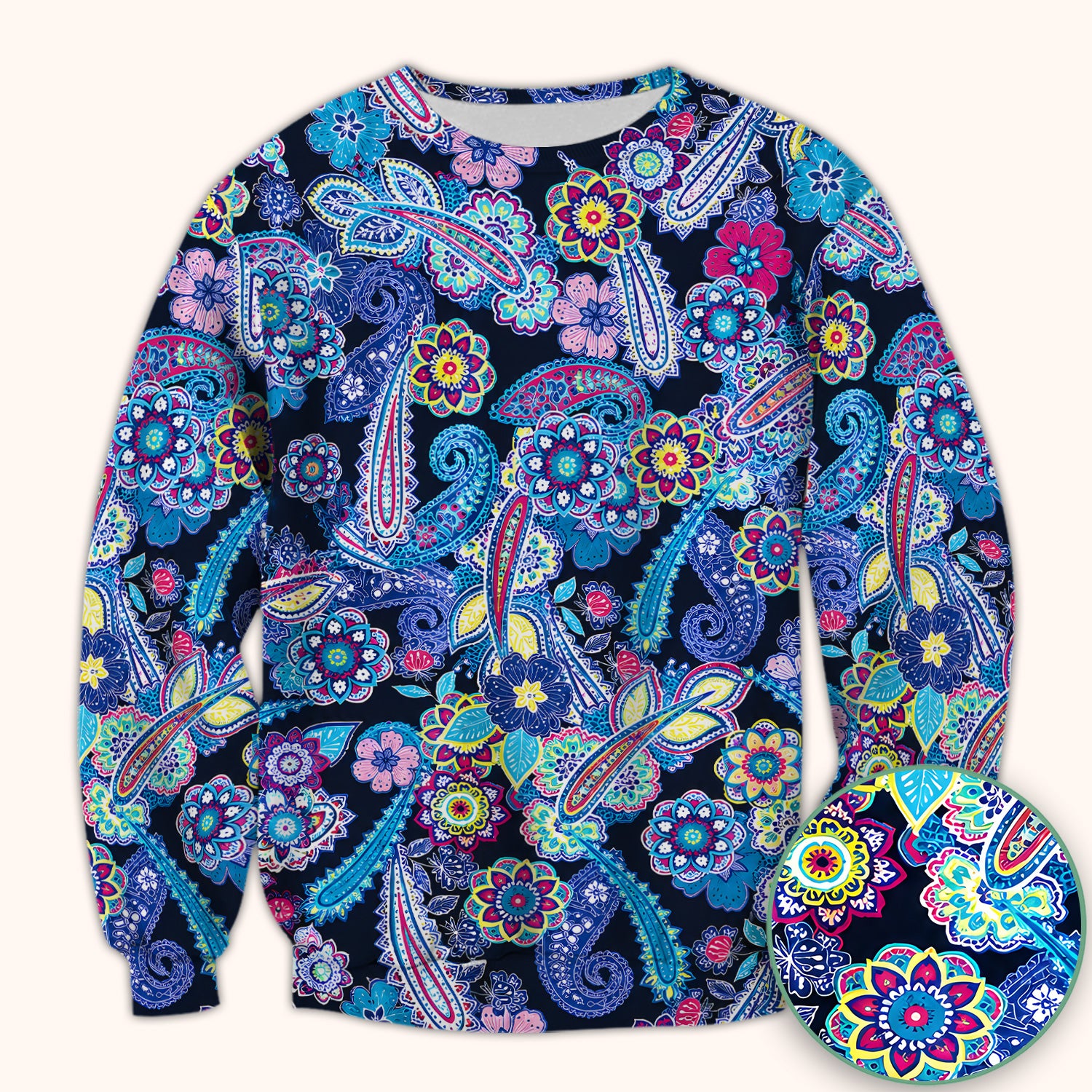 Vibrant Paisley Floral Nurse Scrub Top for RN, CNA, Healthcare Workers, Boho Uniform