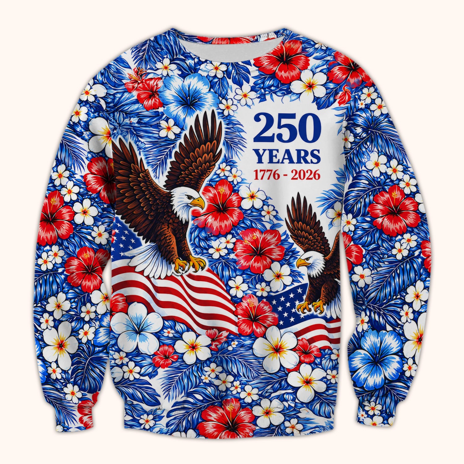 Patriotic Eagle Floral Pattern, America 250 Medical Scrub Top, Comfortable Scrubs for Nurses