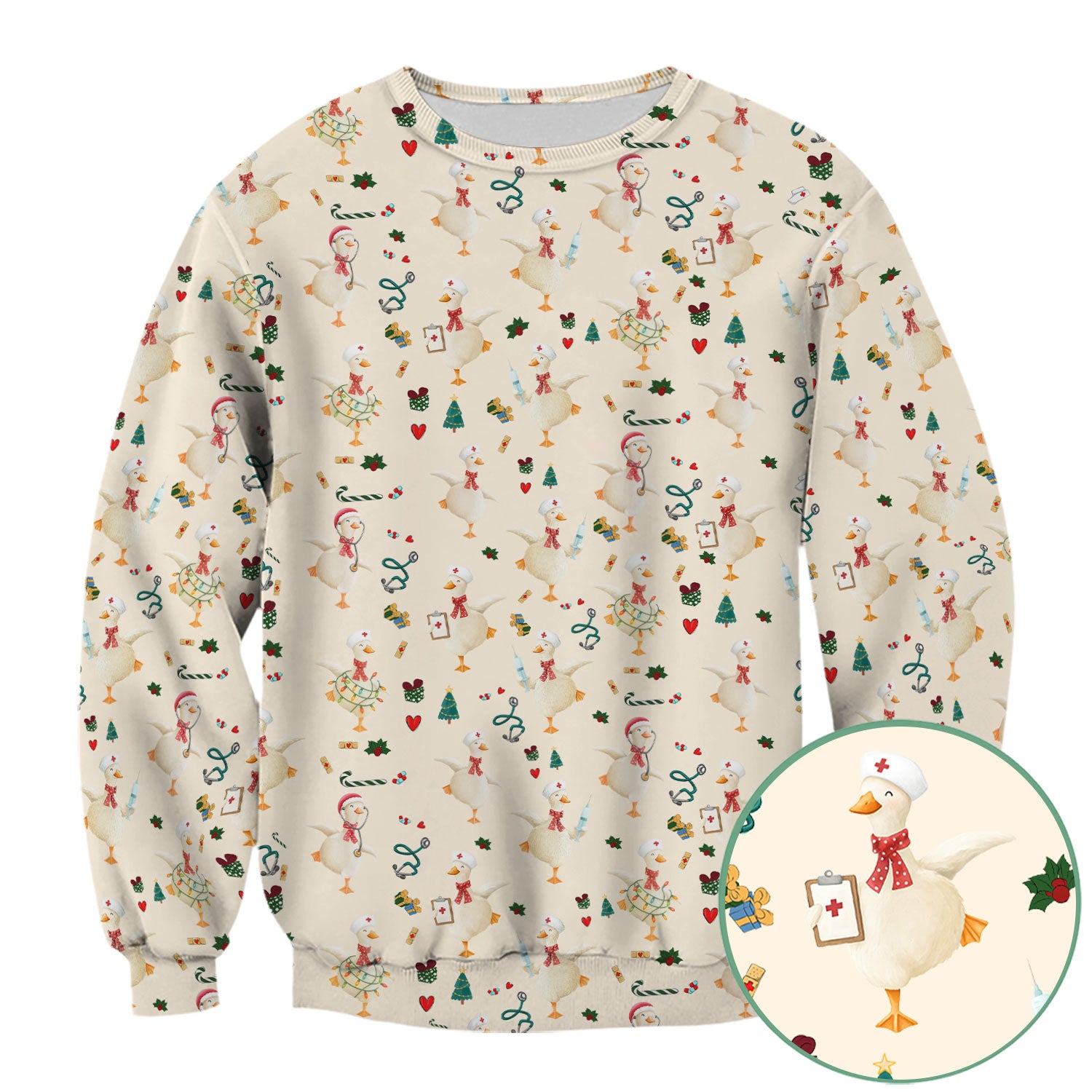 Christmas Goose Nurse Scrub - Funny Holiday RN Shirt - Cute Medical Staff Xmas Top - Nursing Student Gift