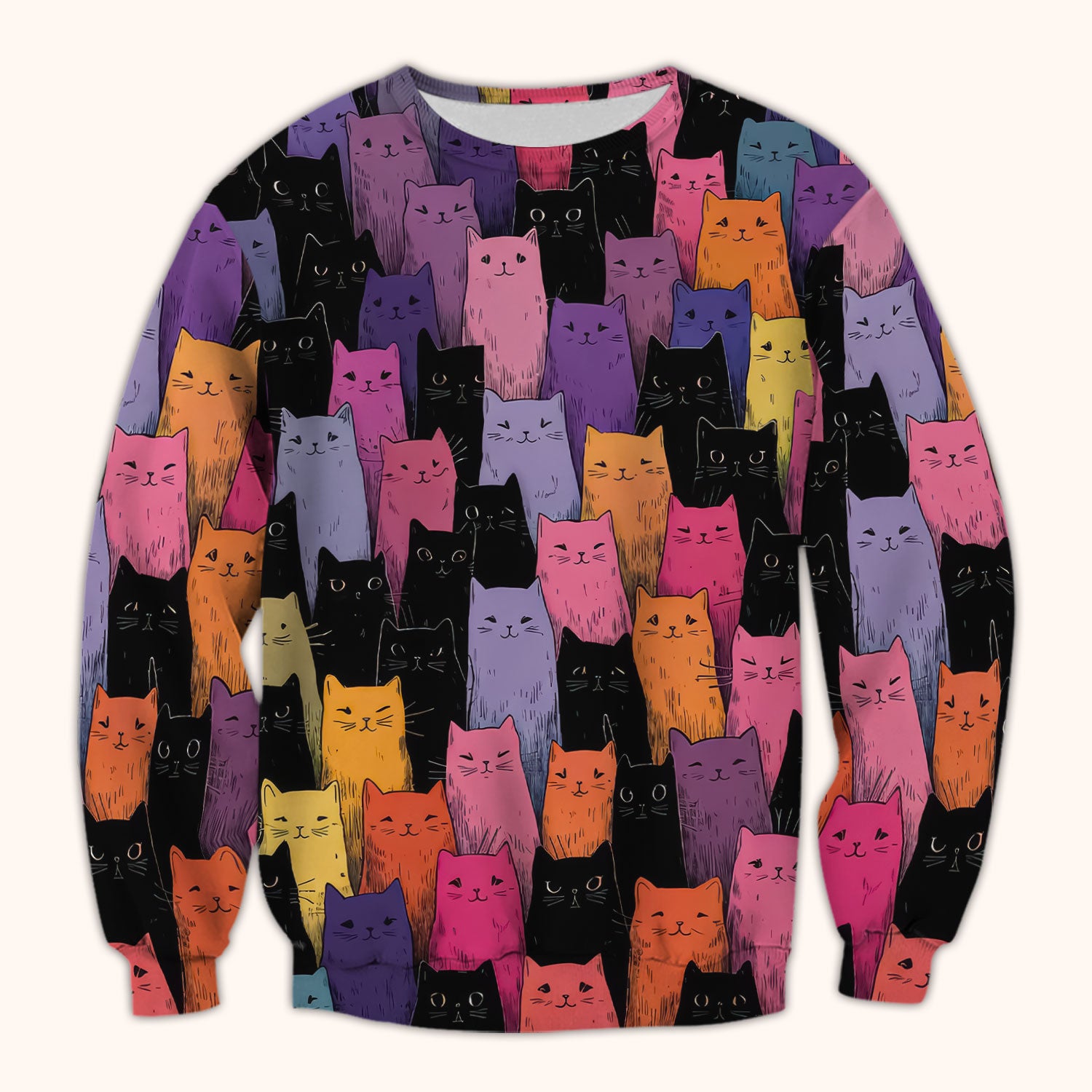 Colorful Cat Art Medical Pattern Scrub Top, Comfortable Scrubs for Nurses