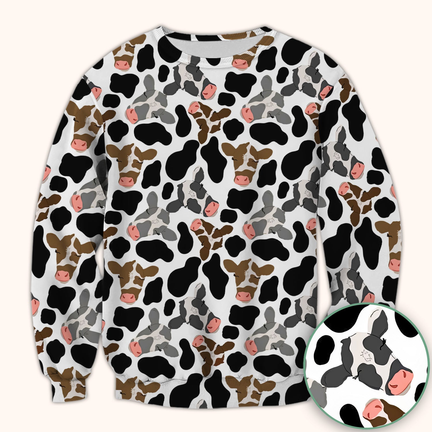 Cute Cow Face Black White Pattern Nurse Scrub Top, Comfortable Scrubs for Nurses