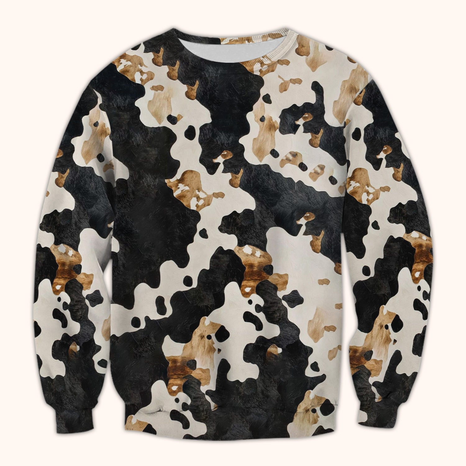 Classic Cow Print Pattern Scrub Top, Breathable Fabrics Nursing Uniform