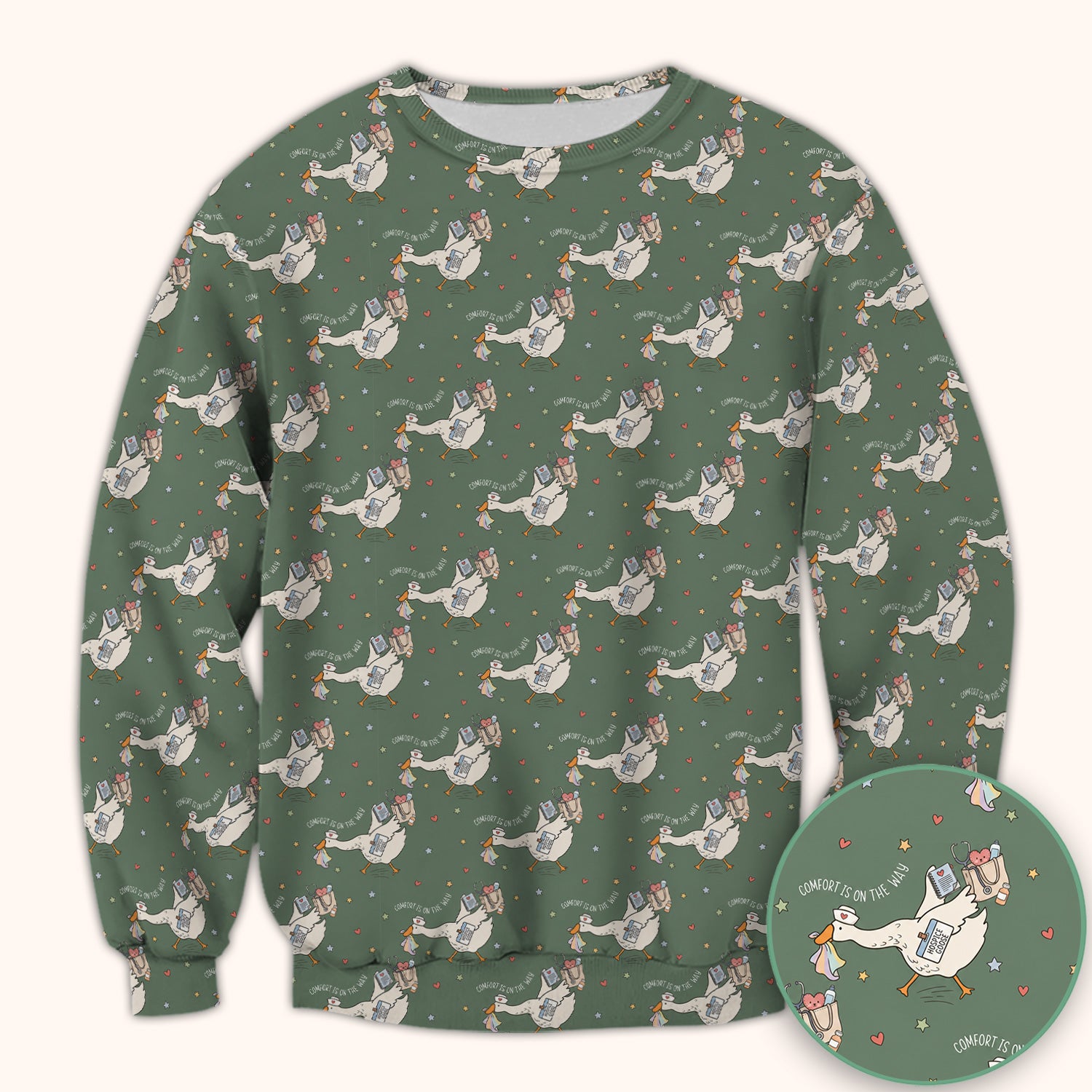 Cute Comfort Is On The Way Goose Scrub Top, Comfortable Scrubs for Nurses