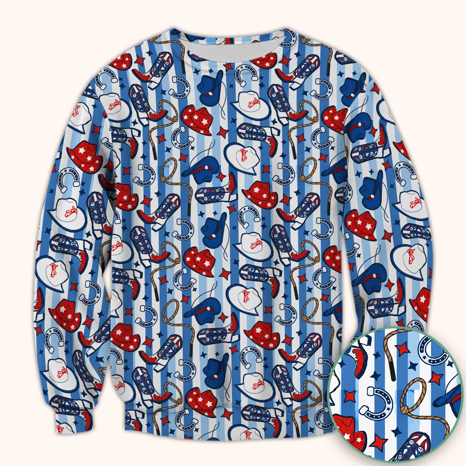 Western Cowboy Boots And Hats Print Scrub Top, Comfortable Scrubs for Nurses