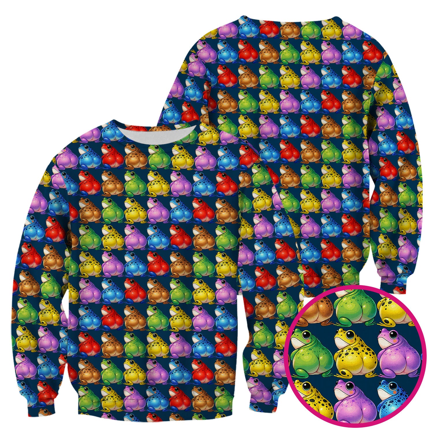 Funny Colorful Frogs Pattern Scrubs Top, Comfortable Scrubs for Nurses