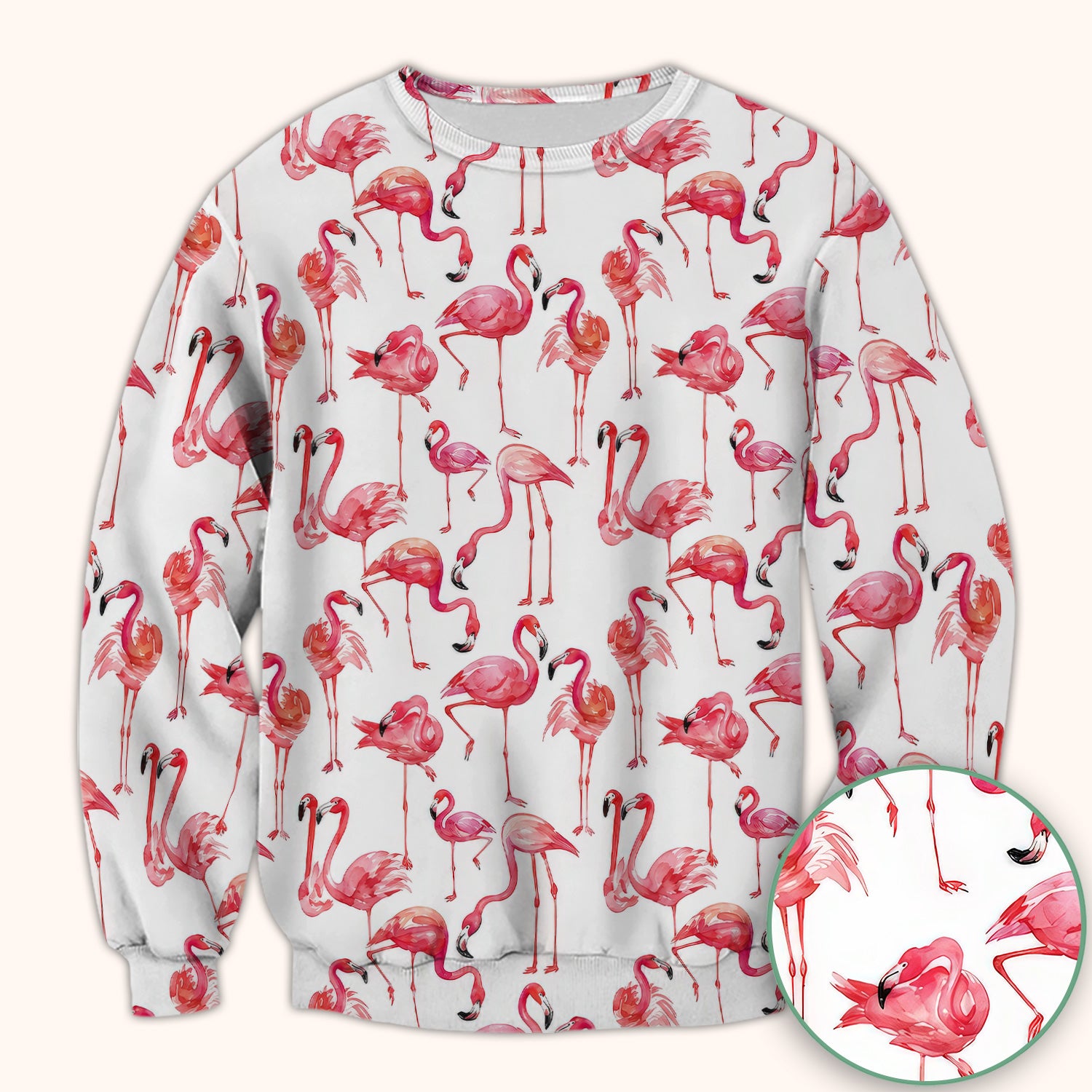 Pink Flamingo Tropical Bird Pattern Nurse Scrub Top, Comfortable Scrubs for Nurses