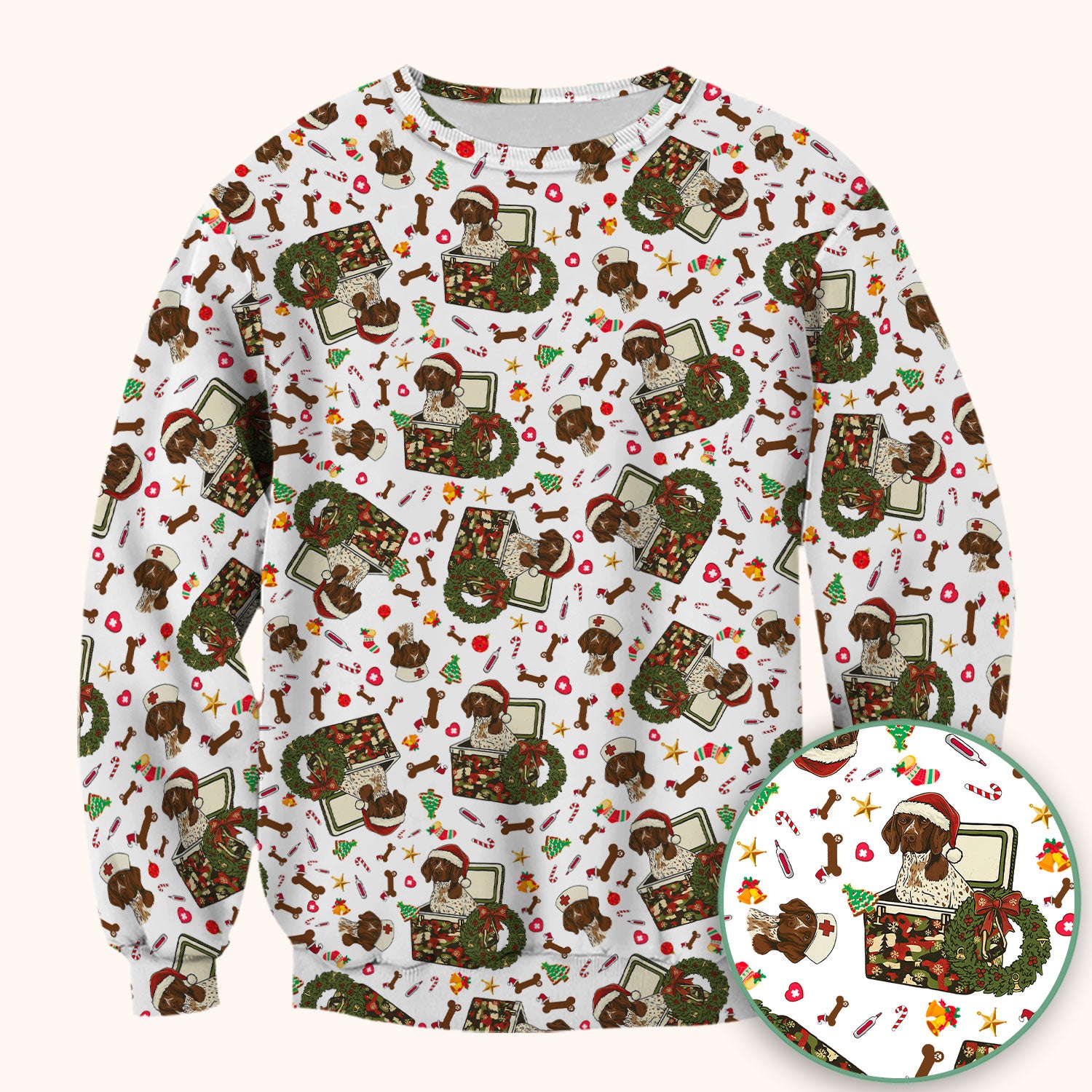 Christmas Dachshund Scrub Top - Cute Sausage Dog Nurse Shirt - Funny Holiday Medical Uniform for Women RN LPN CNA Gift