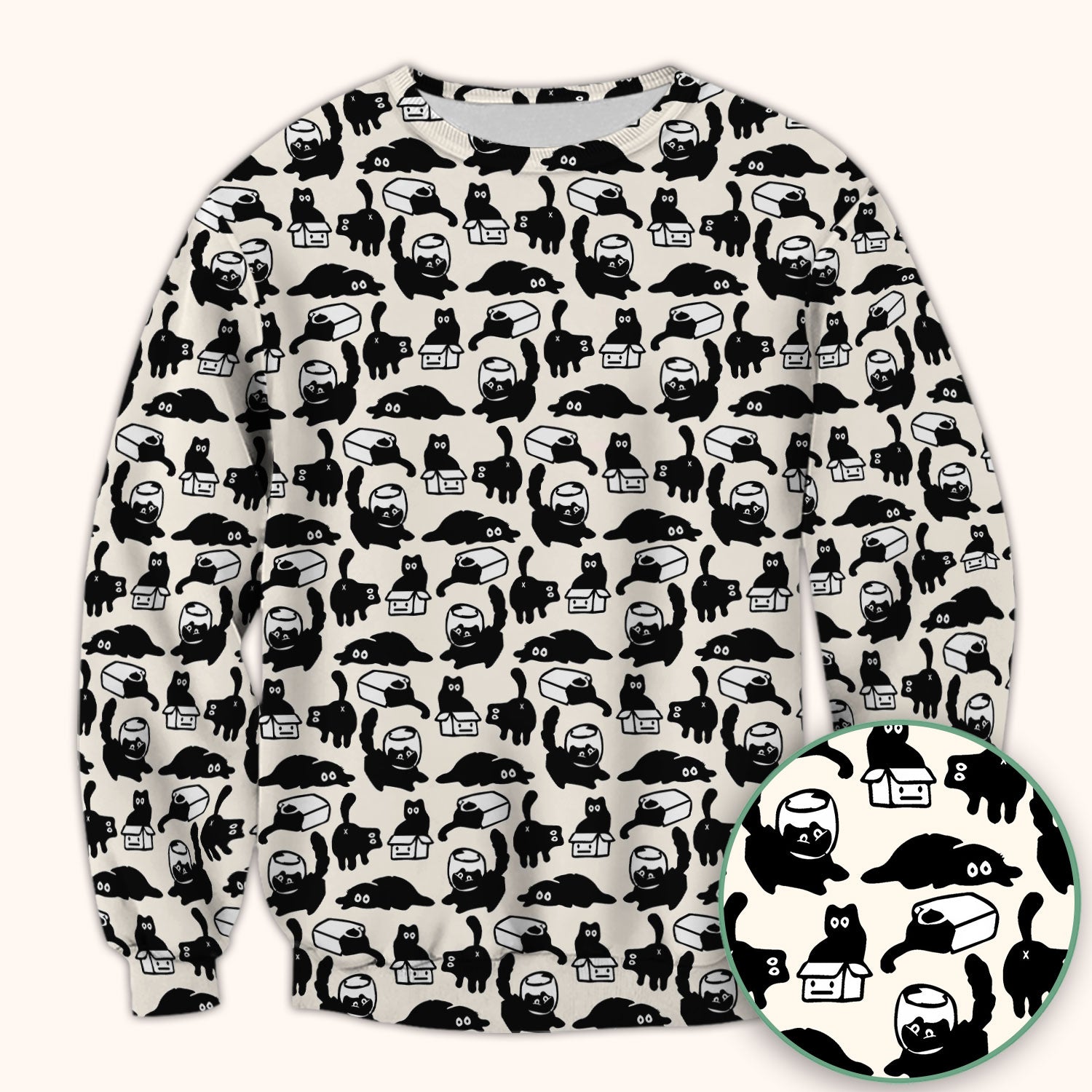 Dark Playful Cat Cartoon Pattern Scrub Top, Comfortable Scrubs for Nurses