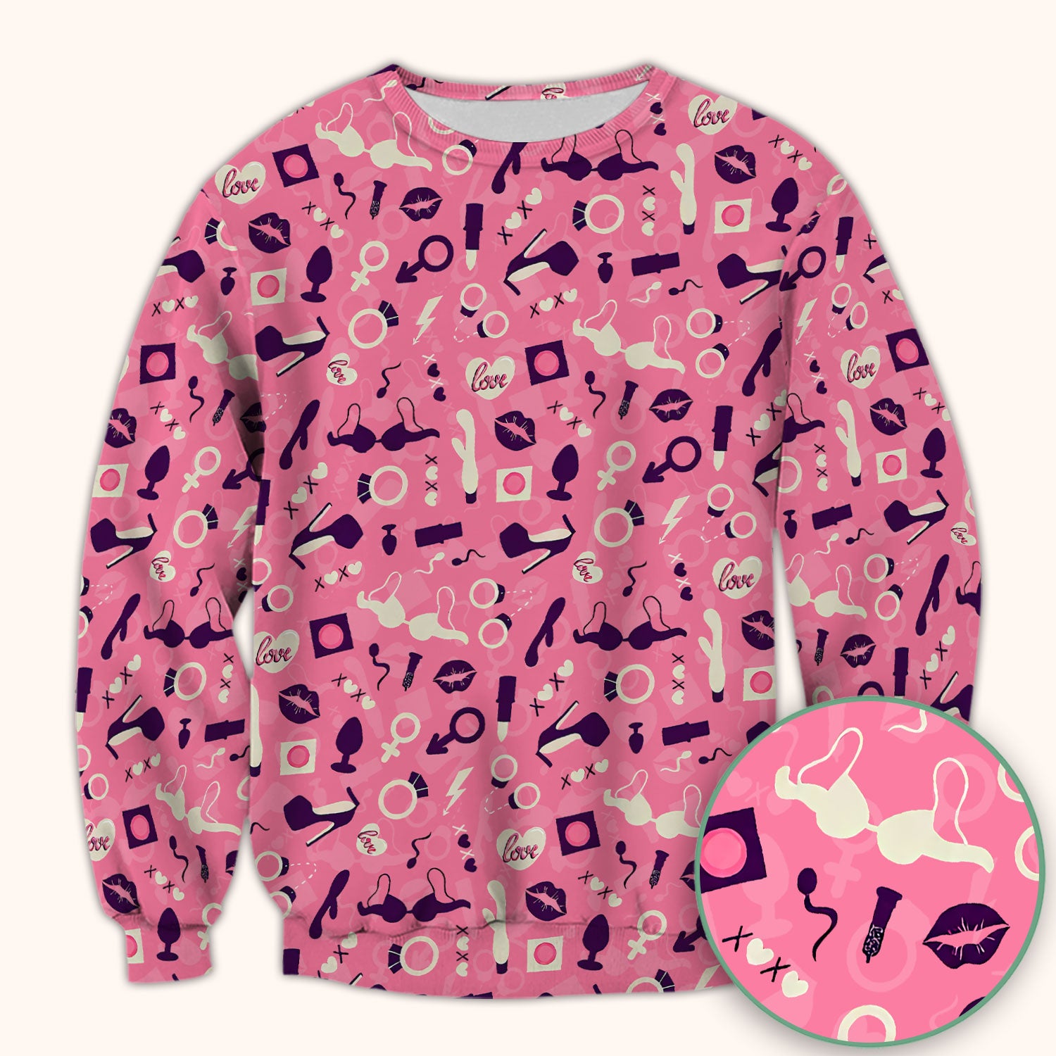 Valentine Pattern Nurse Scrub Top, Pink Love Nurse Shirt, Breathable Fabrics Nursing Uniform