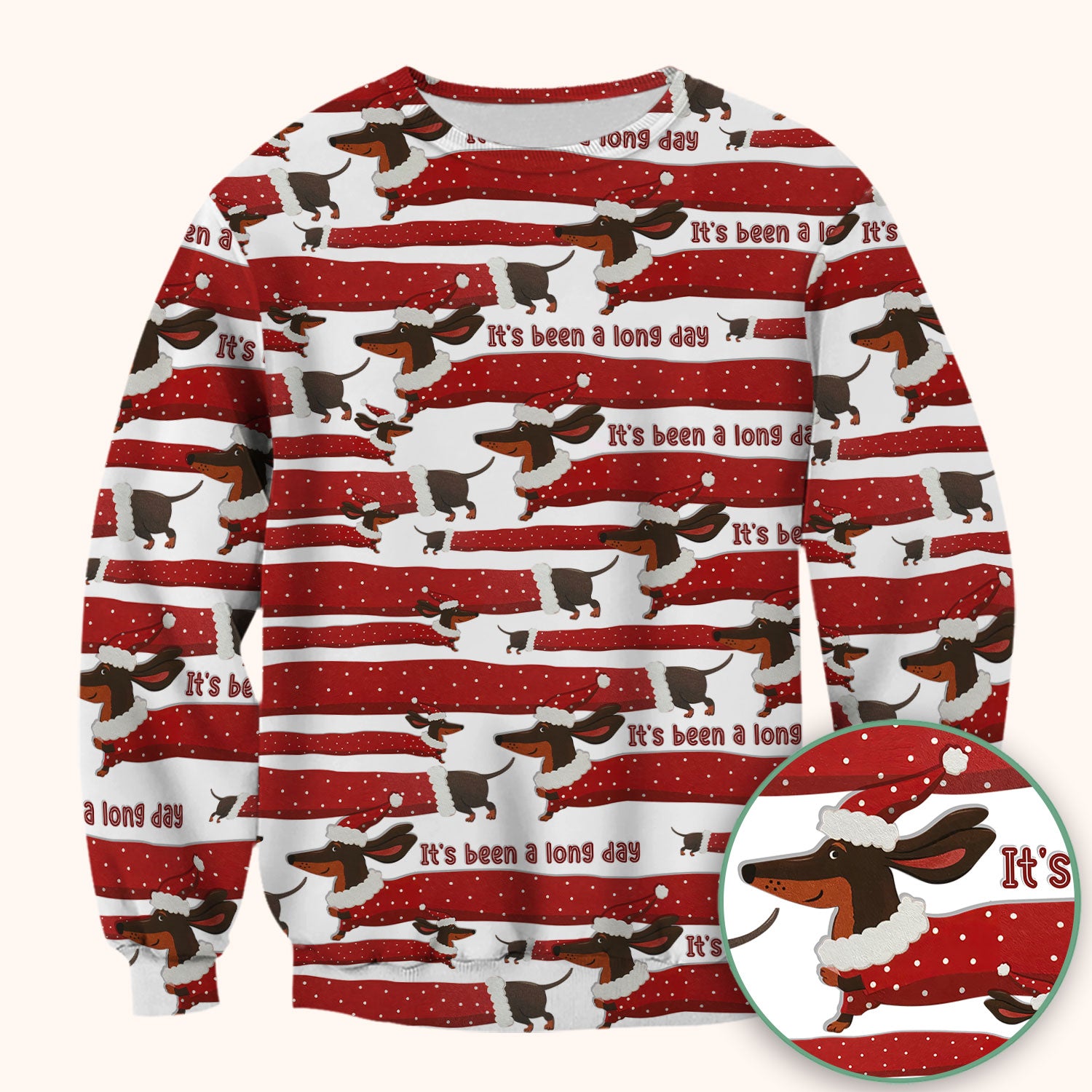 Funny Dachshund Christmas Scrub Top - It's Been a Long Day Shirt - Cute Wiener Dog Holiday Medical Uniform for Women