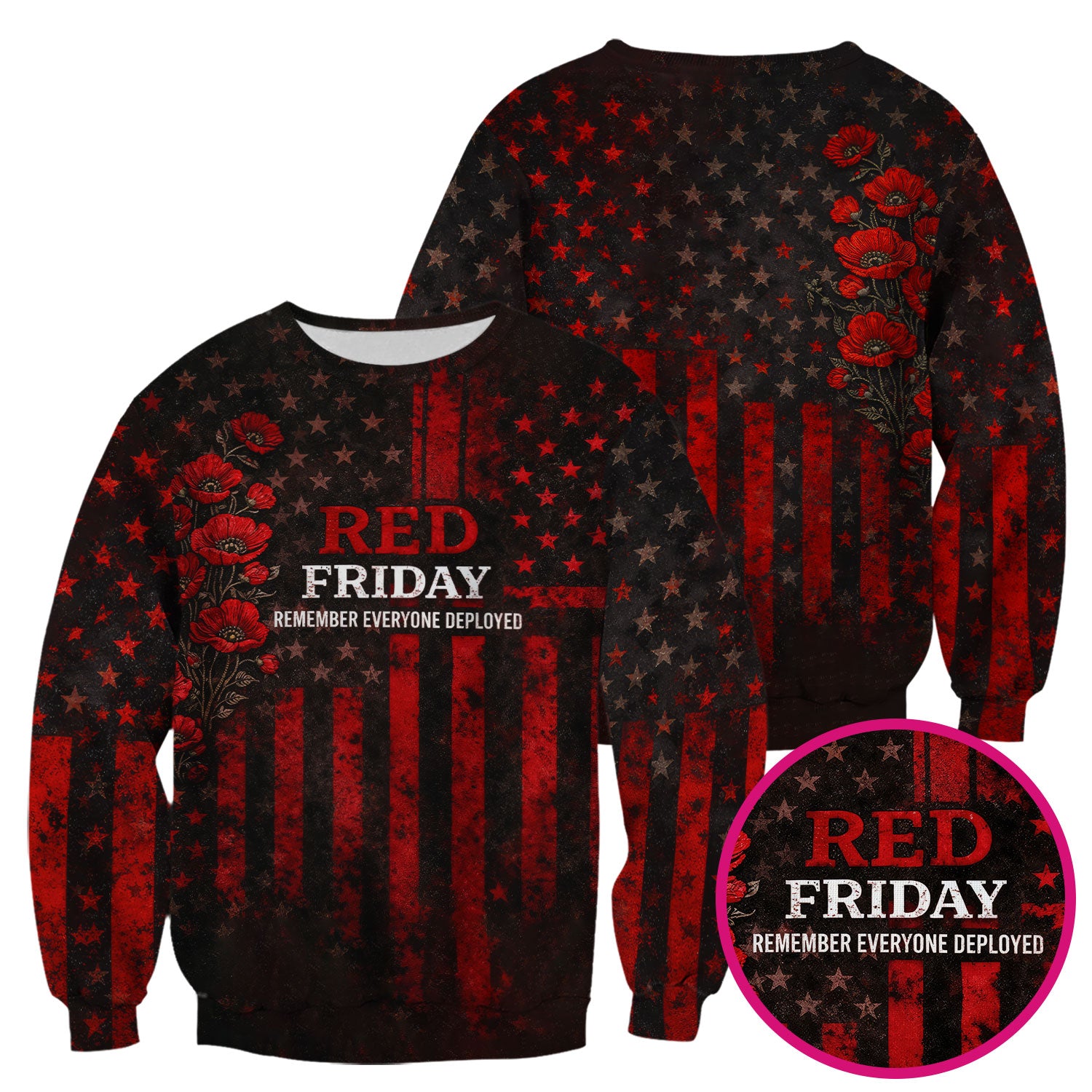 Red Friday Nurse American Flag Poppy Scrub Top, Comfortable Scrubs For Nurses