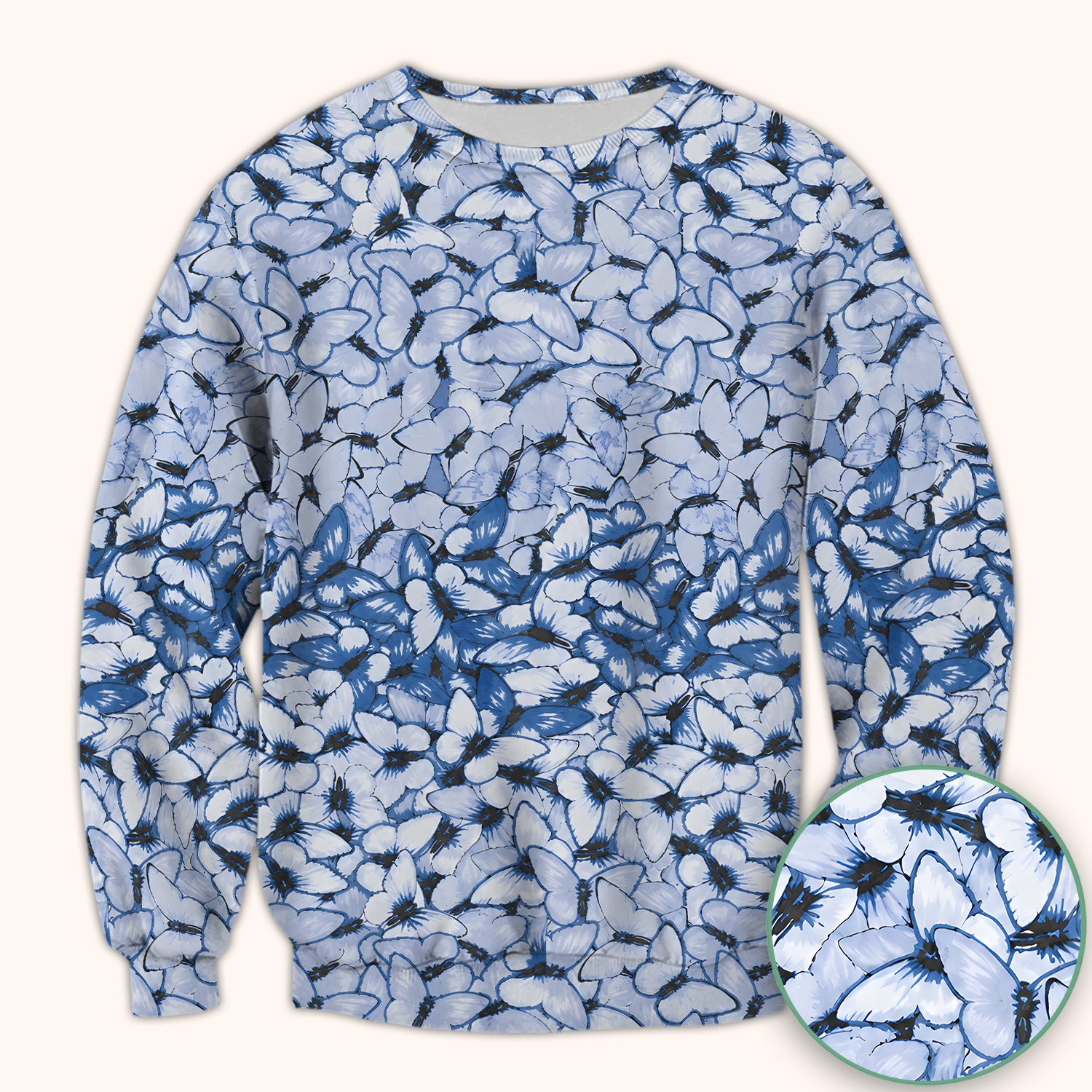 Blue Butterfly Nurse Scrub Top for RN, CNA, Healthcare Workers, Garden Floral Uniform