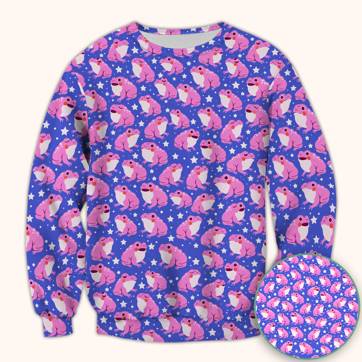 Cute Pink Frogs with Stars Pattern Scrub Top, Comfortable Scrubs for Nurses