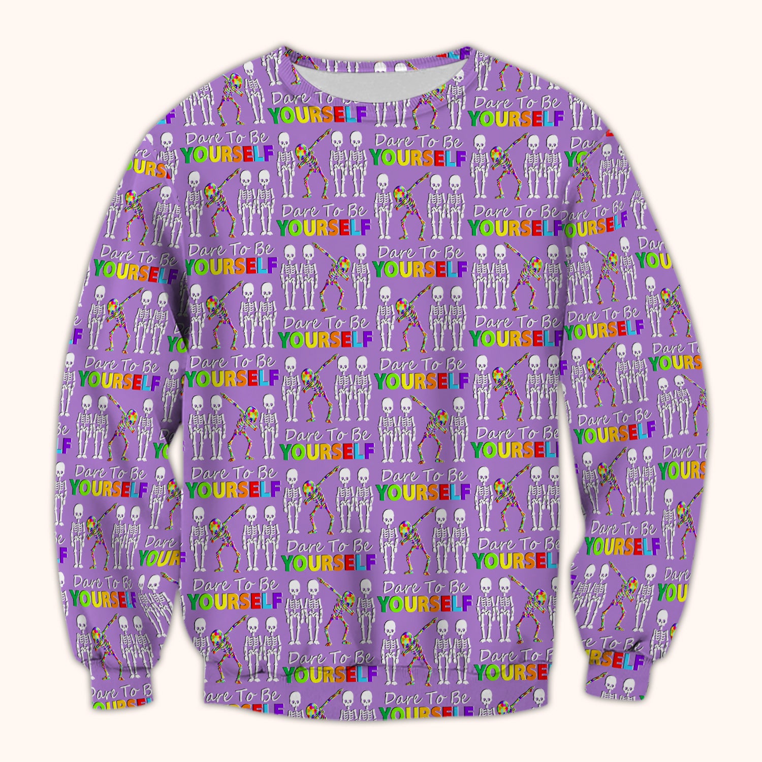 Rainbow Skeleton Dare To Be Yourself Pattern Scrubs Top, Comfortable Scrubs for Nurses