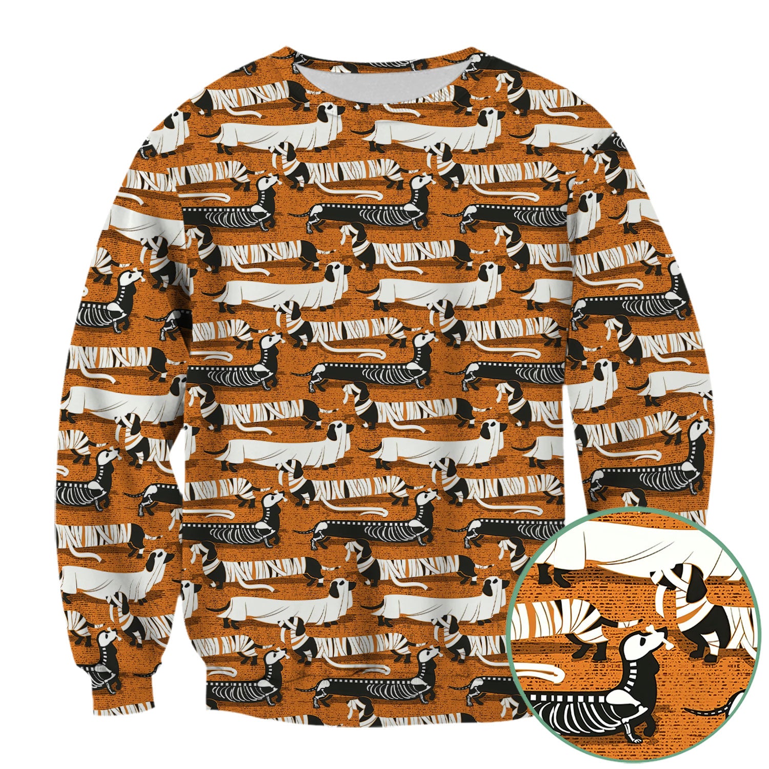 Dachshund Halloween Scrub Shirt - Multi Color Dog Print Scrub Top - Funny Skeleton Nurse Scrubs Gift for Women Men, CNA, RN