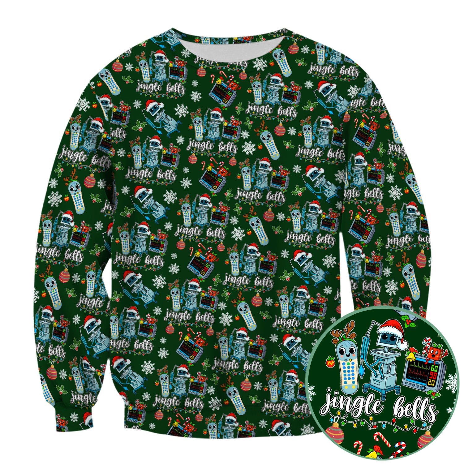 Funny Jingle Bells Holiday Scrub Top - Funny Christmas Scrubs for Nurses - Breathable Fabrics Nursing Uniform