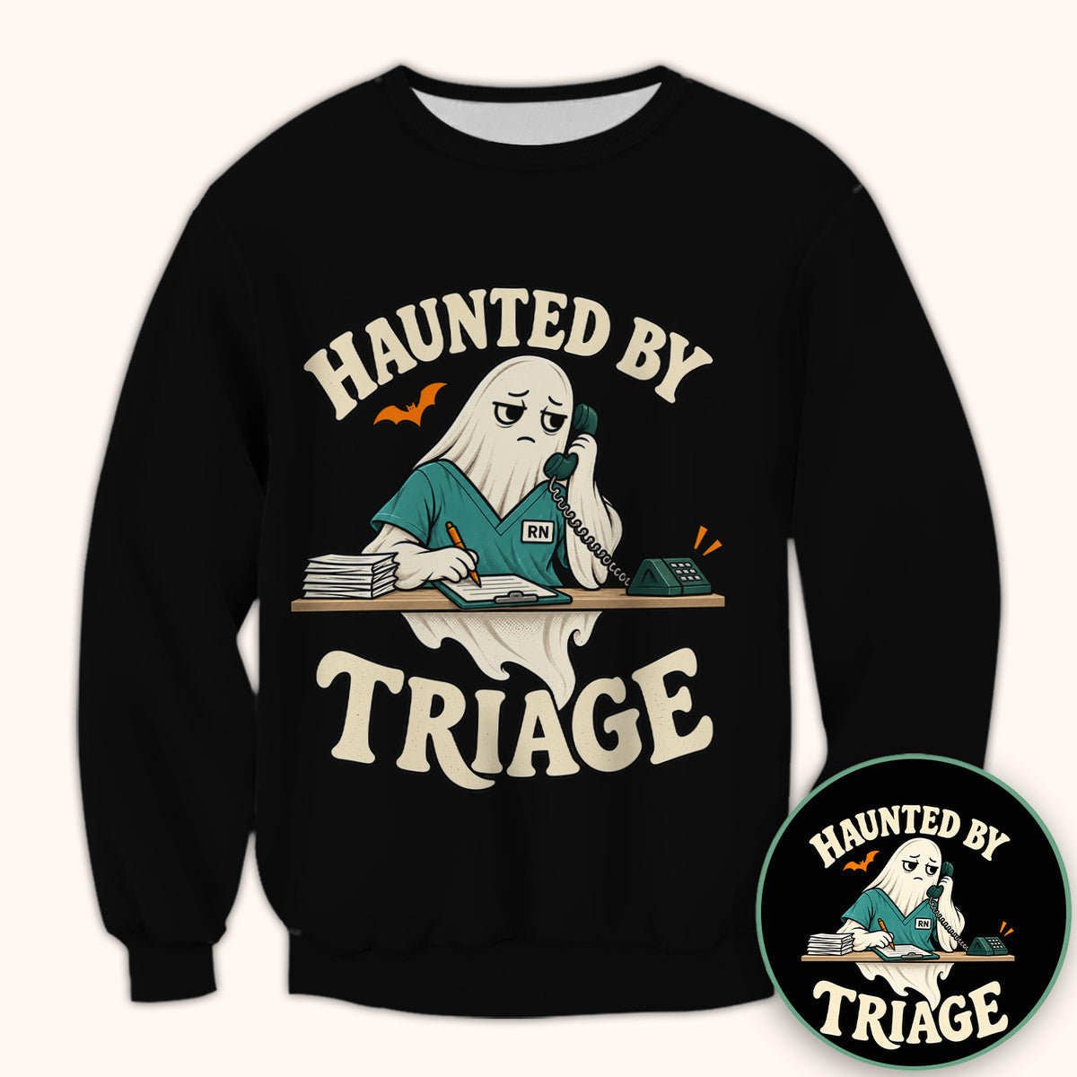 Funny Halloween Triage Nurse Ghost T-Shirt