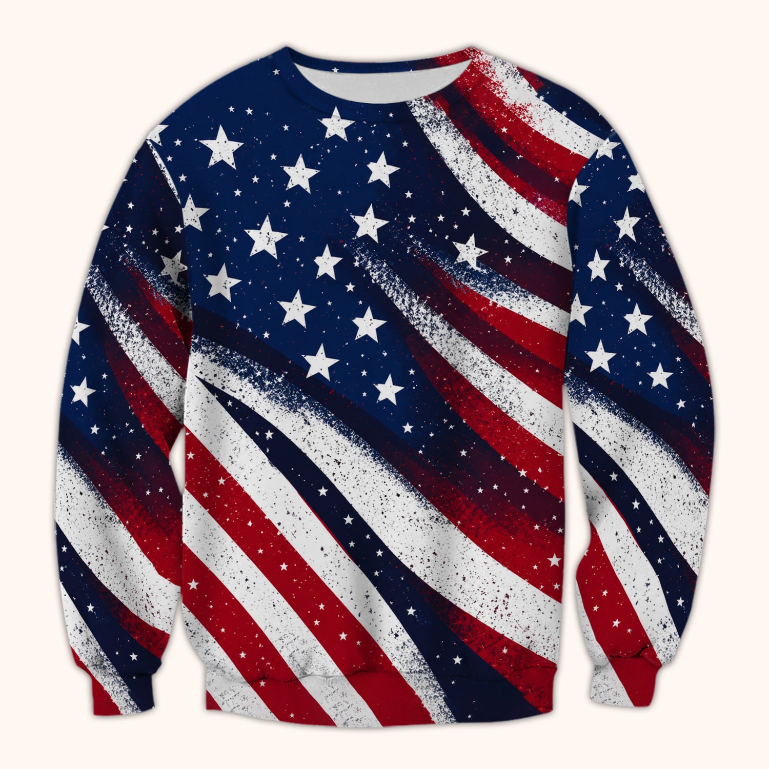 Festive American Flag Stars Pattern Scrub Top, Comfortable Scrubs for Nurses