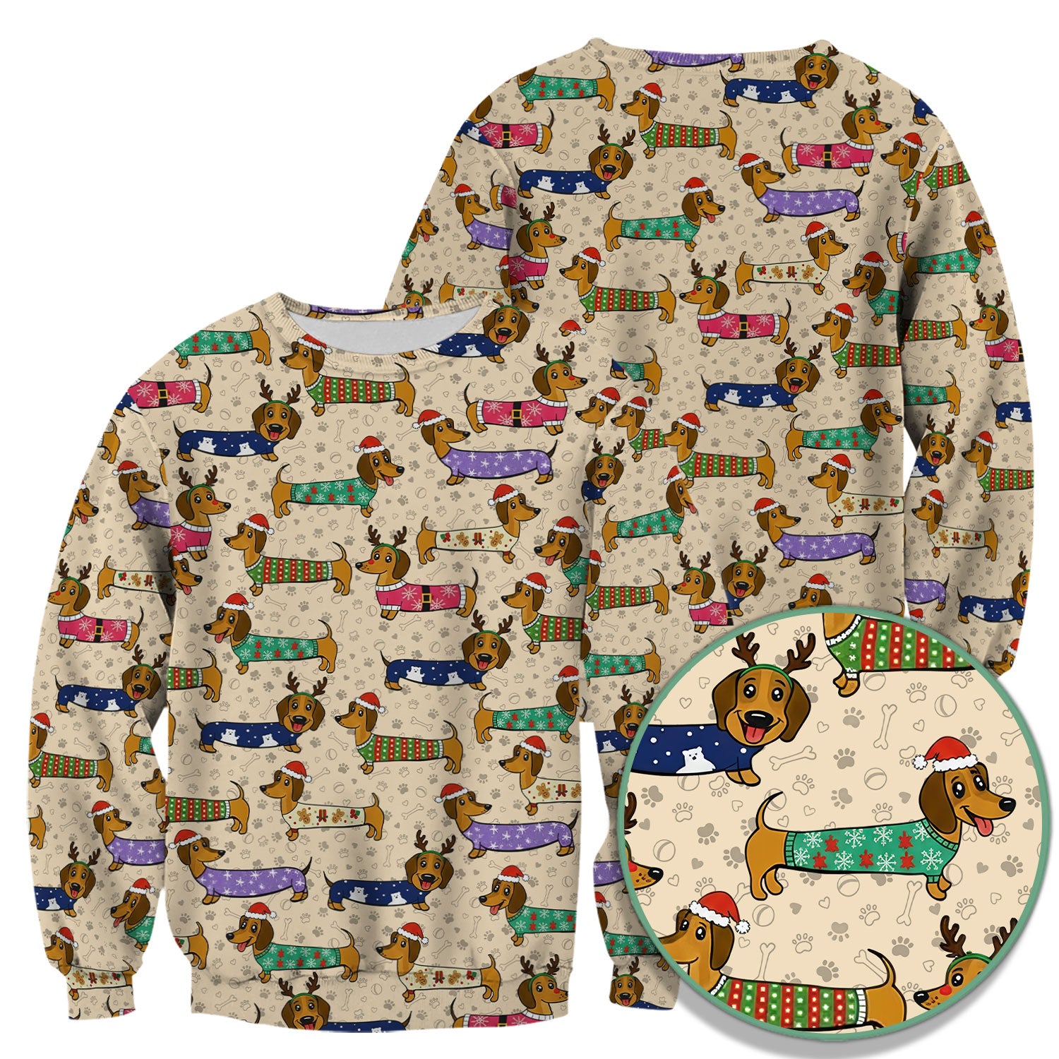 Funny Dachshund Dog Christmas Scrub Top for Nurses - Holiday Reindeer Wiener Dog Shirt - Cute Vet Tech Uniform Gift