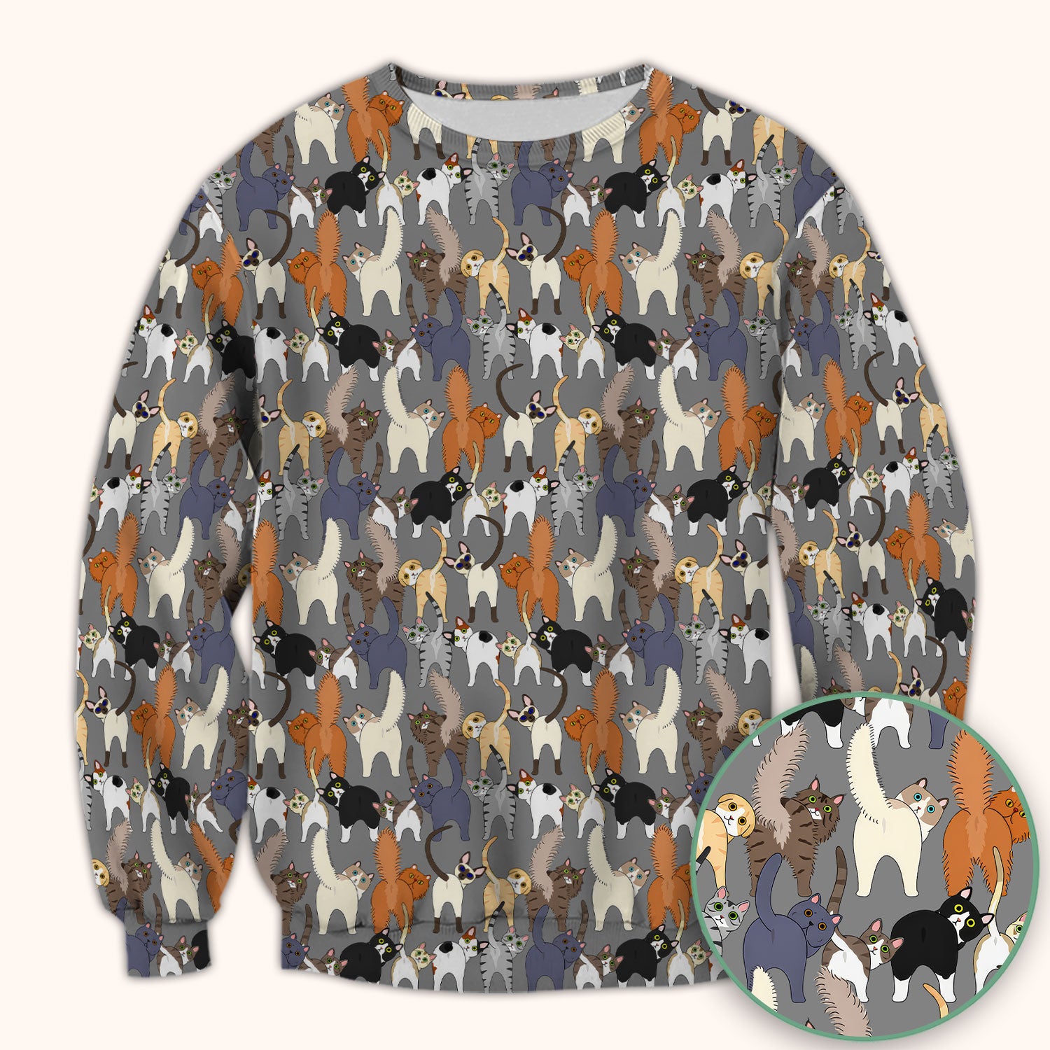 Whimsical Multicolor Cat Cartoon Pattern Scrub Top, Comfortable Scrubs for Nurses