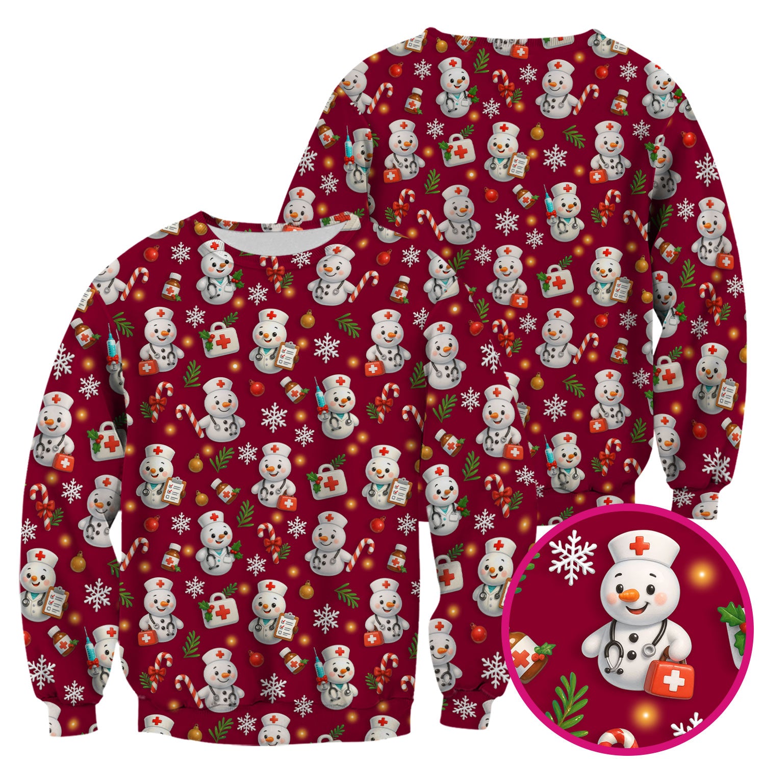 Holiday Nurse Scrub Top Christmas Design - Adorable Snowman Nursing Shirt - Cute Medical Gift for RN LPN CNA Doctors